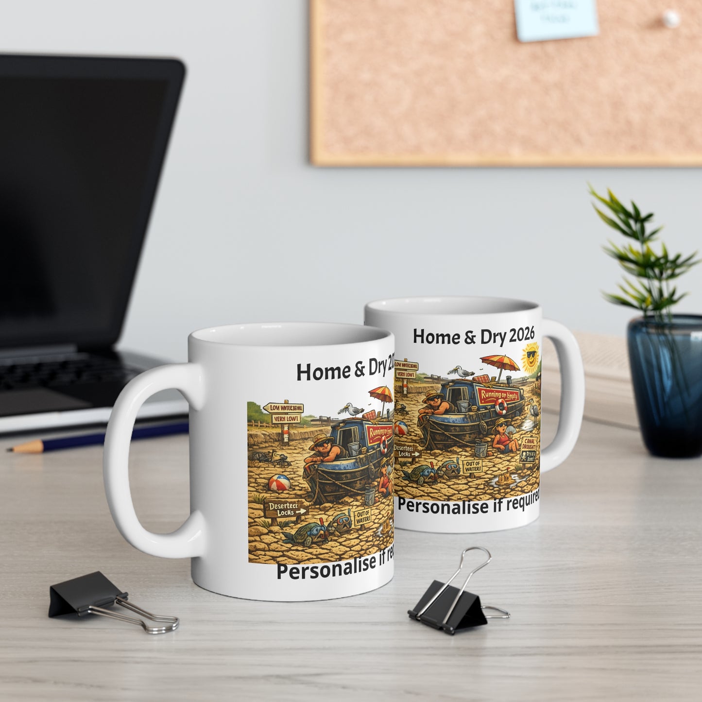 Home & Dry 2026 – Humorous UK Canal Crisis Coffee Mug Personalise Option Printify