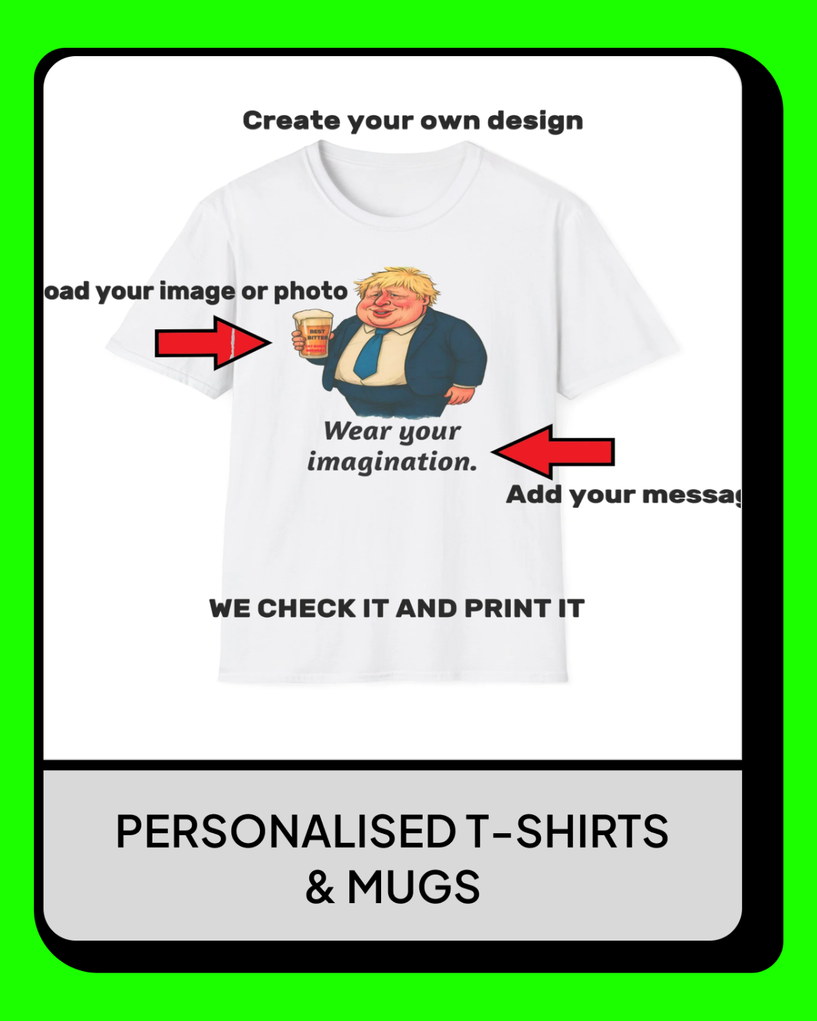 INSTRUCTION FOE PERSONALISED T SHIRTS AT FAT BORIS STORE