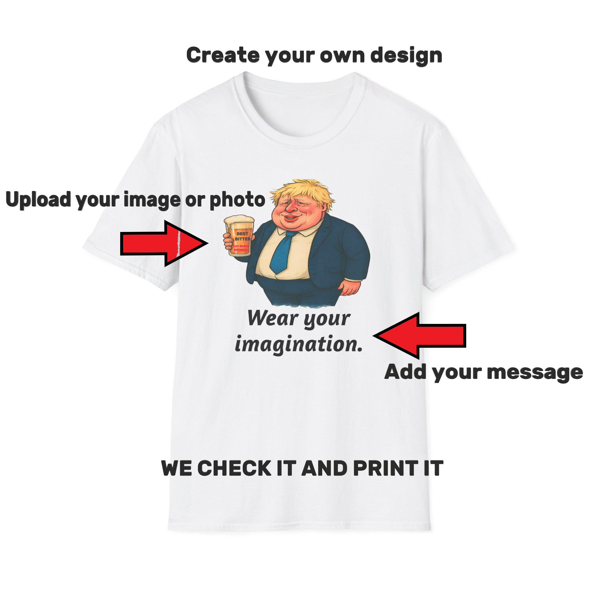 INSTRUCTION FOE PERSONALISED T SHIRTS AT FAT BORIS STORE