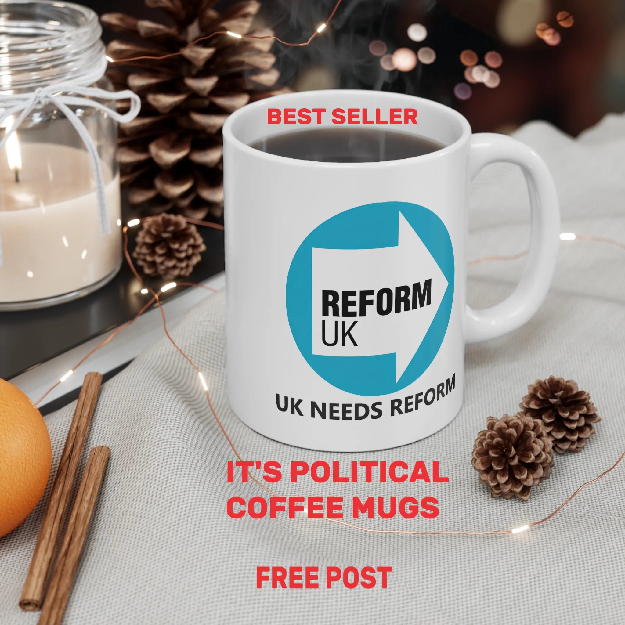 BEST SELLING UK NEEDS REFORM GRAPHIC WHITE COFFEE MUG