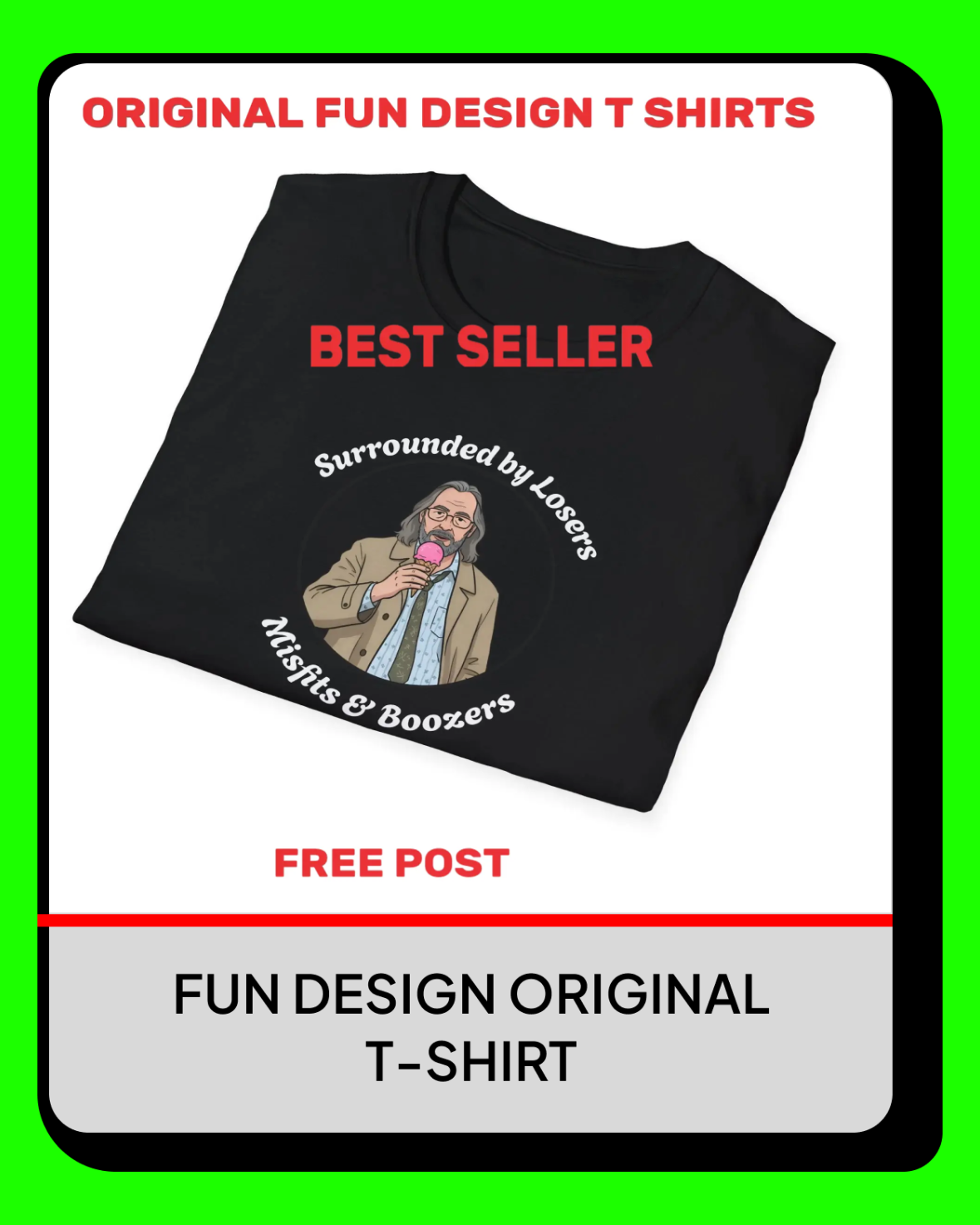 black t shirt with slow horses surrounded by losers mistfits and boozersrses jackson lamb graphic 