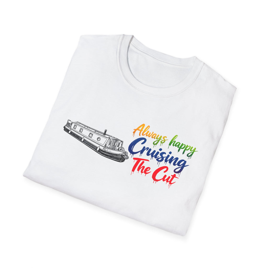 Cruising The Cut Boat T-Shirt — "Always Happy Cruising The Cut" Canal Boating Tee