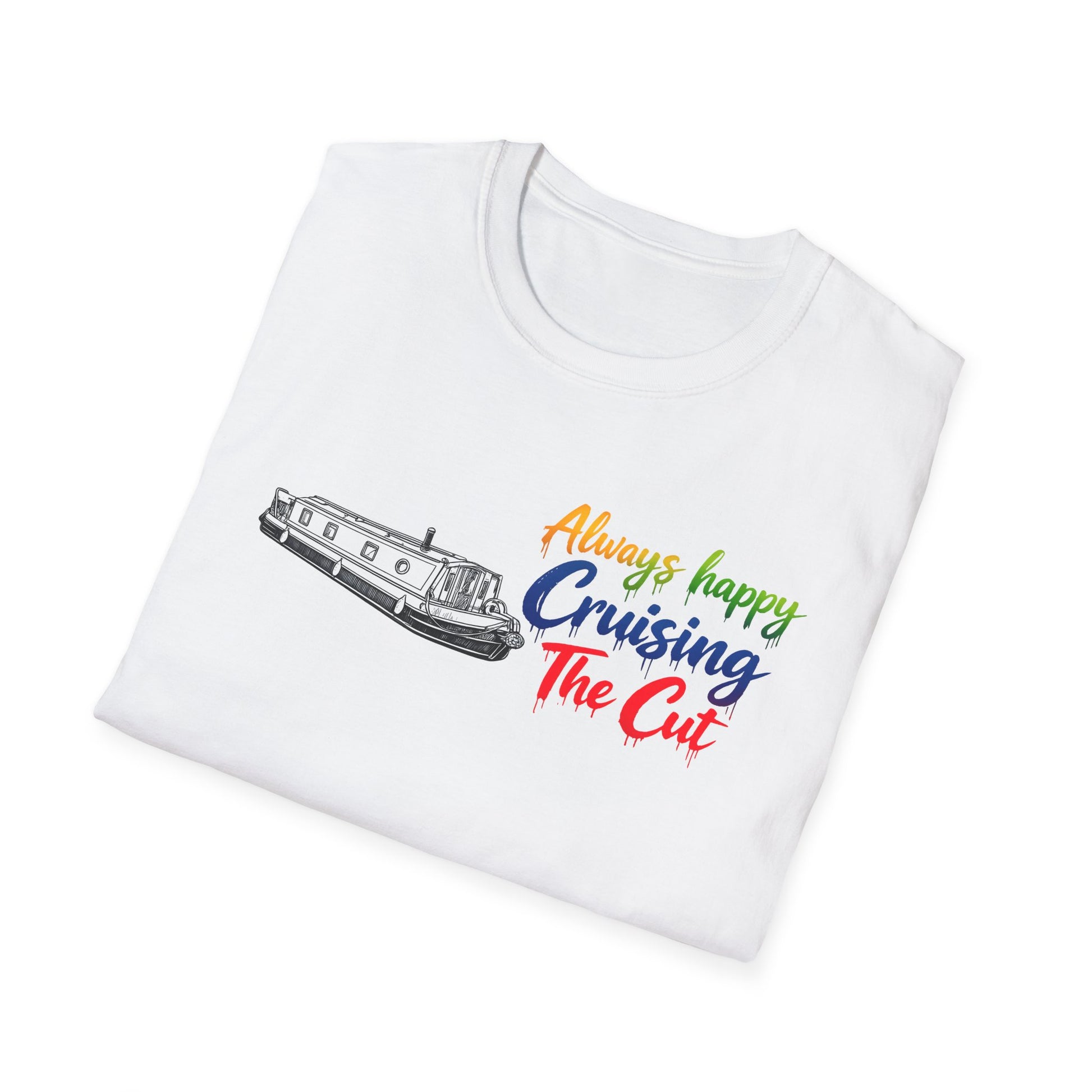 Cruising The Cut Boat T-Shirt — "Always Happy Cruising The Cut" Canal Boating Tee