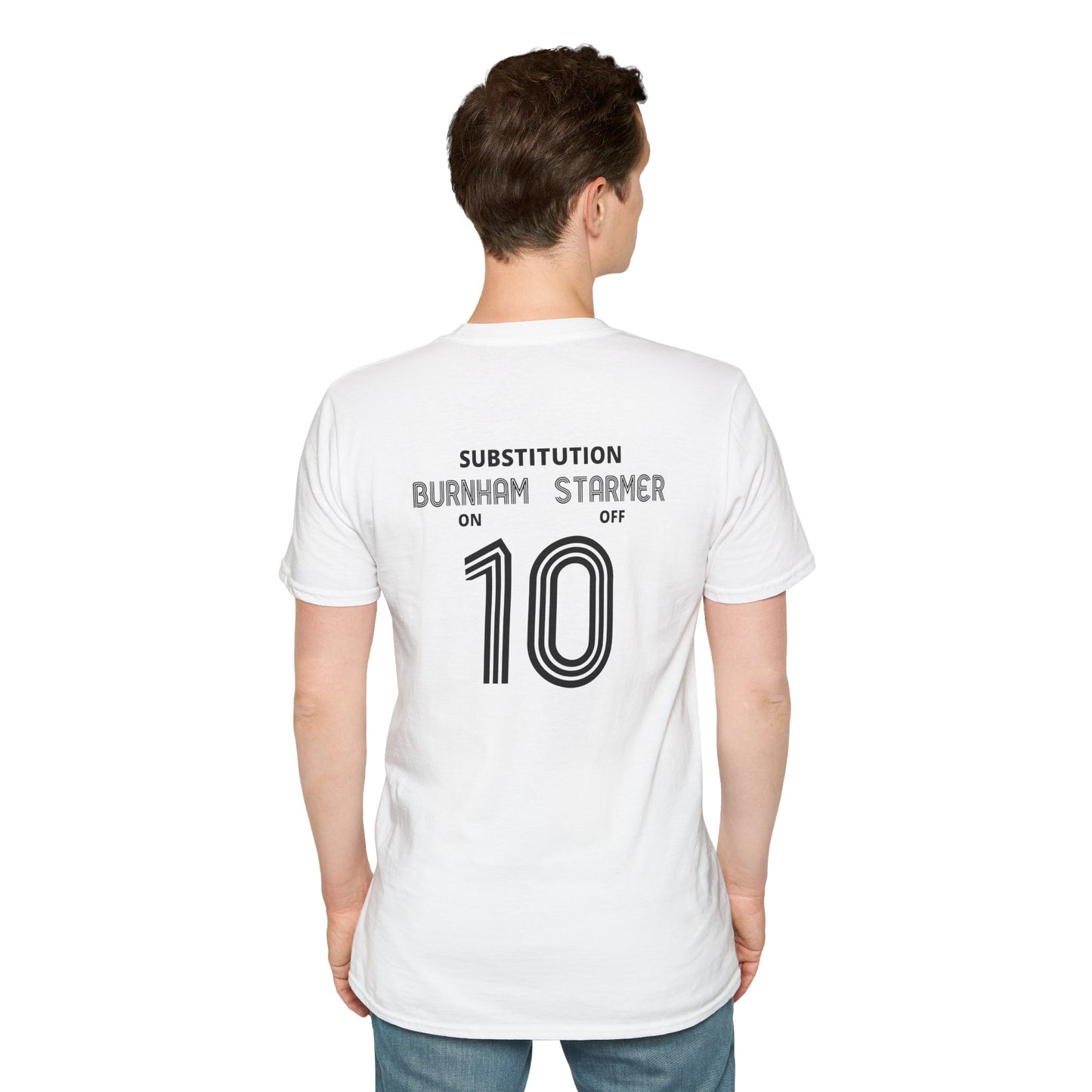 Political Football T-Shirt | Substitution Burnham On Starmer Off | Satire Tee Printify