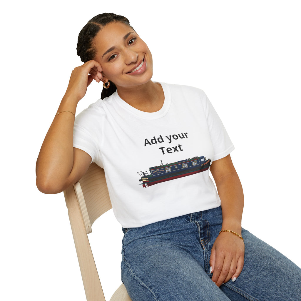 Canal Narrowboat Photo Custom T-Shirt — Upload a Good Quality Picture of Your Boat 