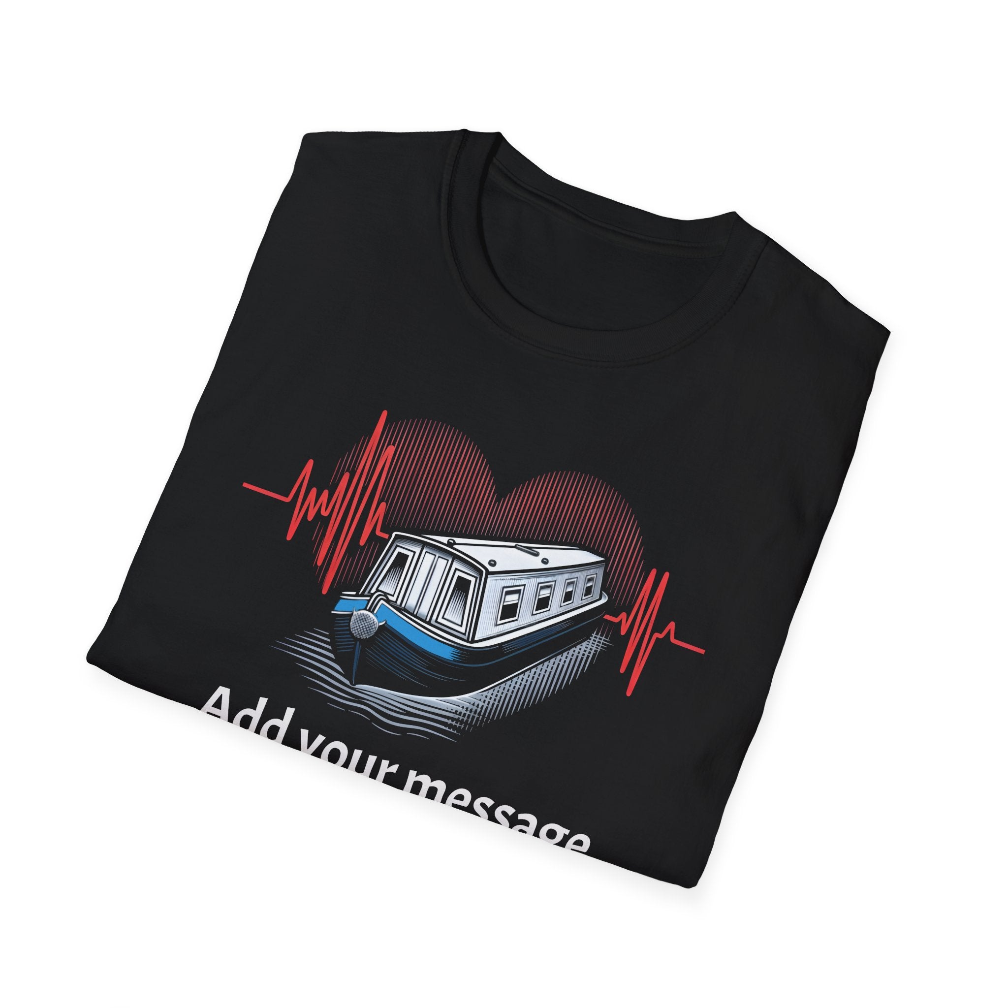 Heartbeat ECG Canal Narrowboat T-shirt - Customizable! Printify