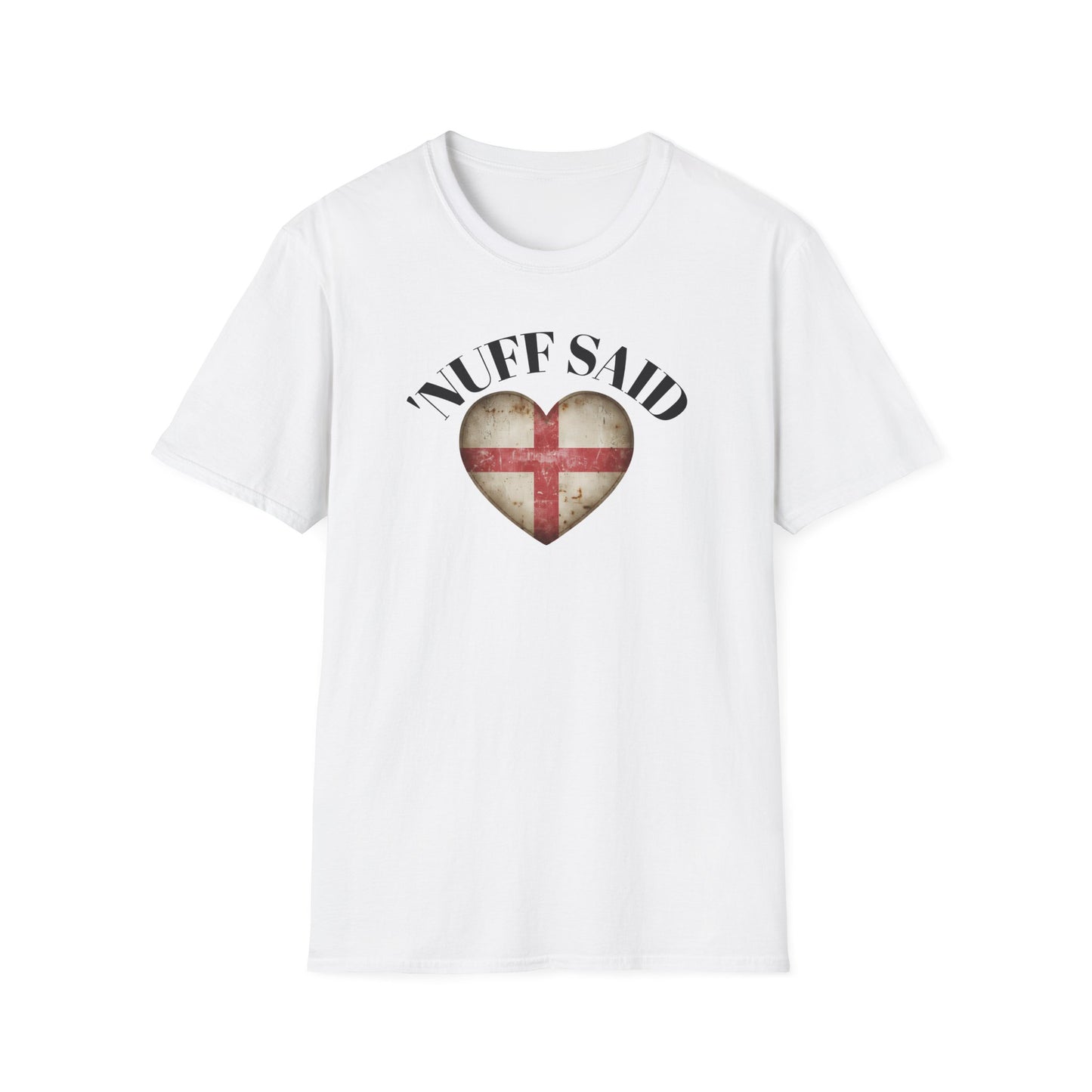Nuff Said heart shape vintage St. George flag, white T-Shirt Vintage St George Flag Distressed Heart Shape