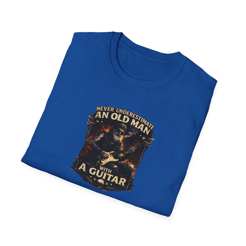 Never underestimate an old man with a guitar vintage rock guitarist t-shirt design