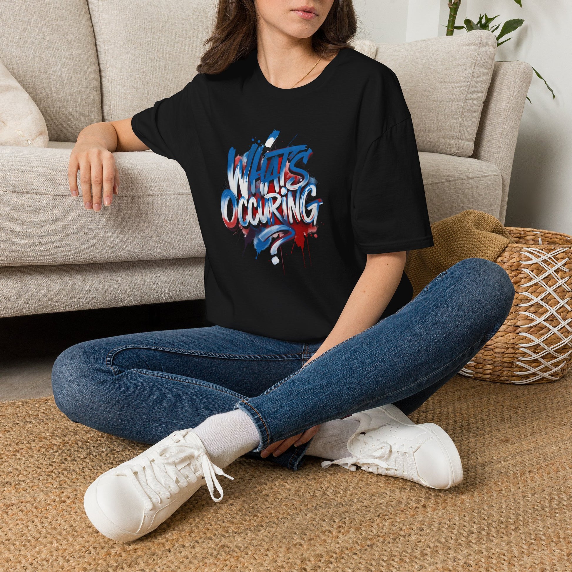 What’s Occurring? T-Shirt — Retro Graffiti Graphic Tee Printify