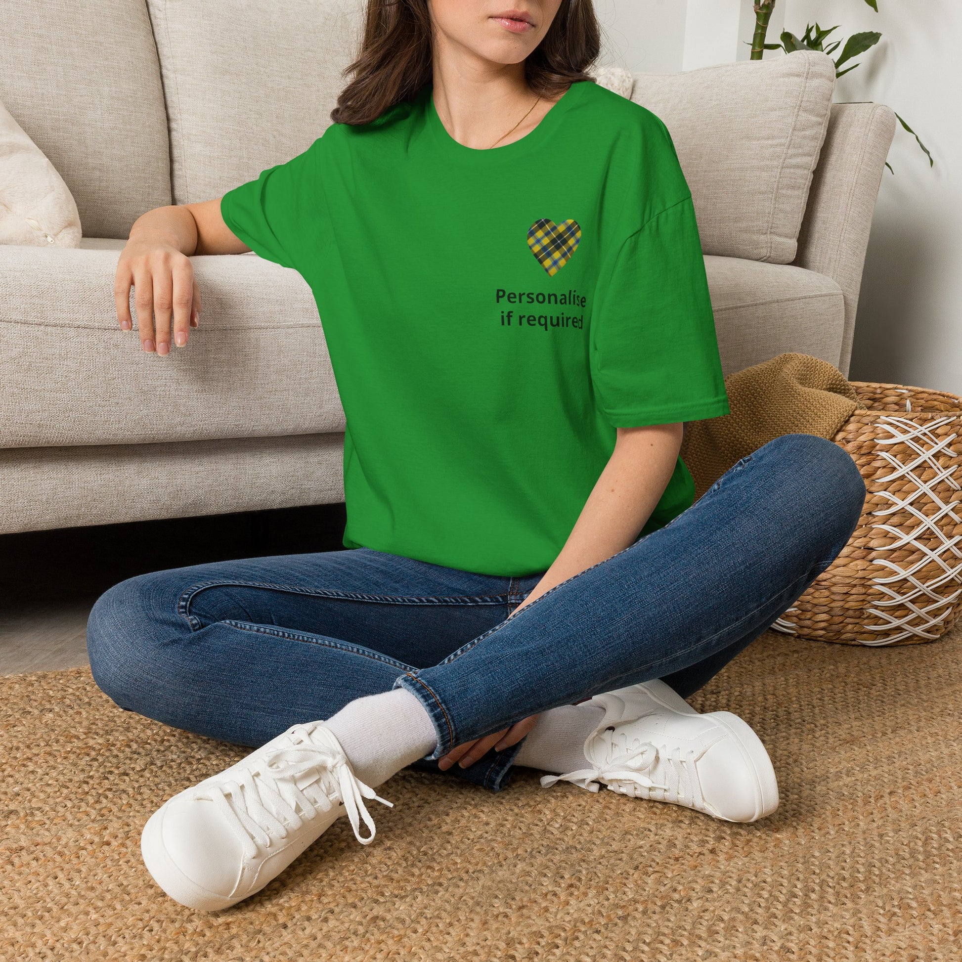 Plaid Heart T-Shirt — Personalized If Required Chest Design Printify
