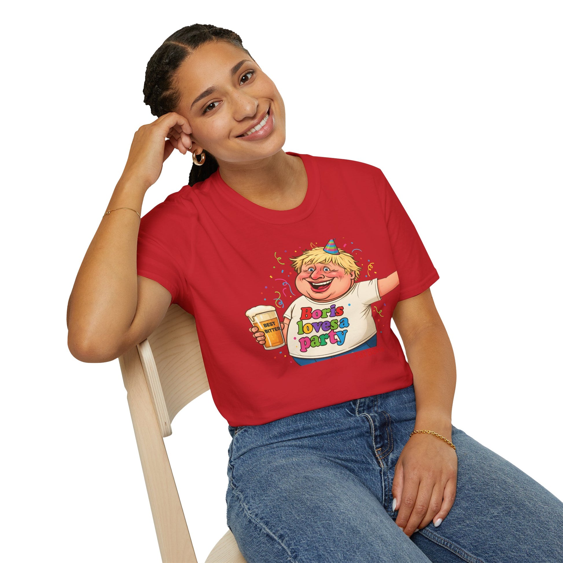 Fat Boris "Boris Loves A Party" T-Shirt uk  Boris Johnson political Satire