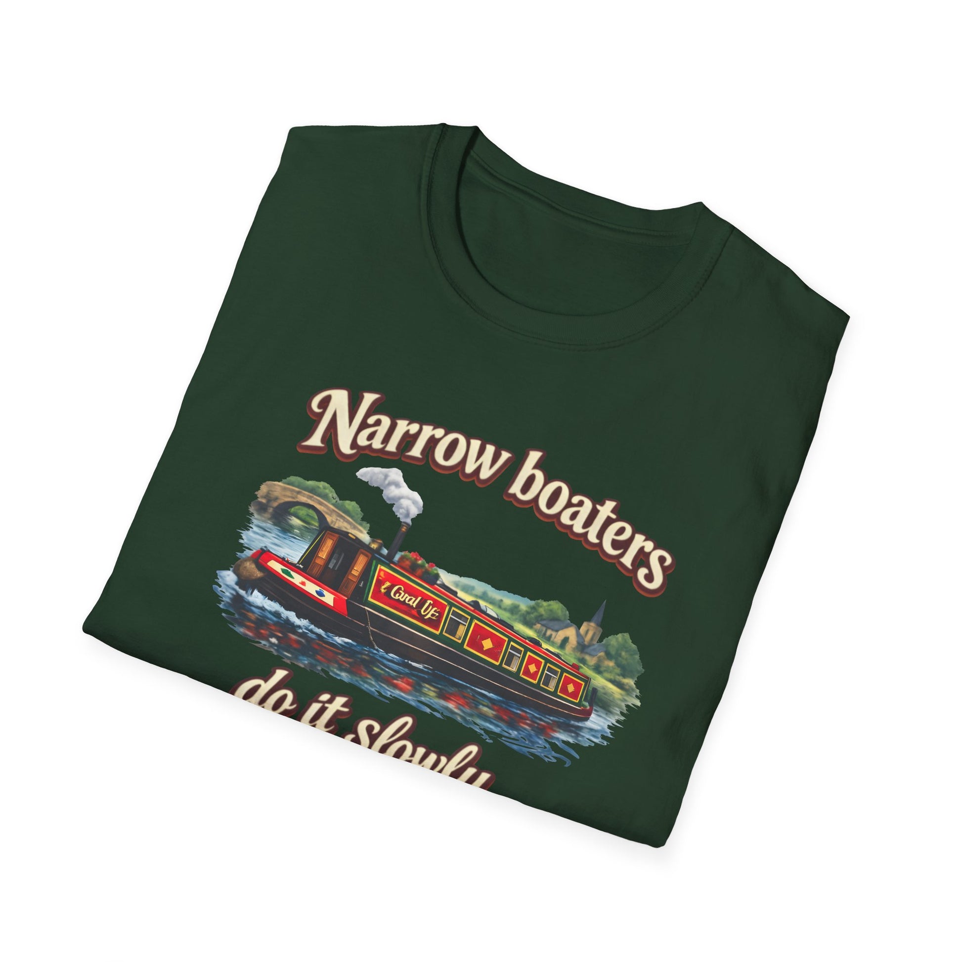 Narrow Boaters Do It Slowly T-Shirt — Canal Boat Vintage Graphic Tee Printify