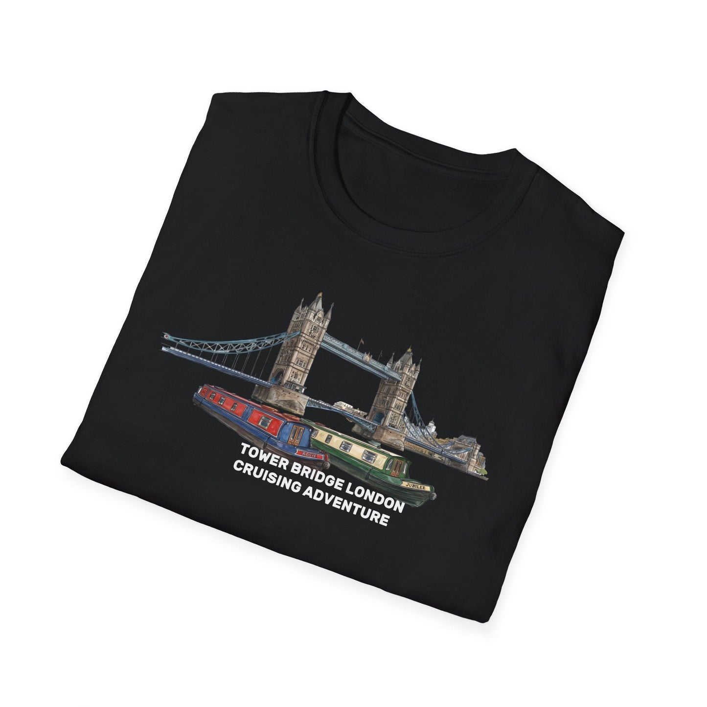 Tower Bridge London T-Shirt –Canal Narrowboat Thames River Cityscape Graphic Tee Printify