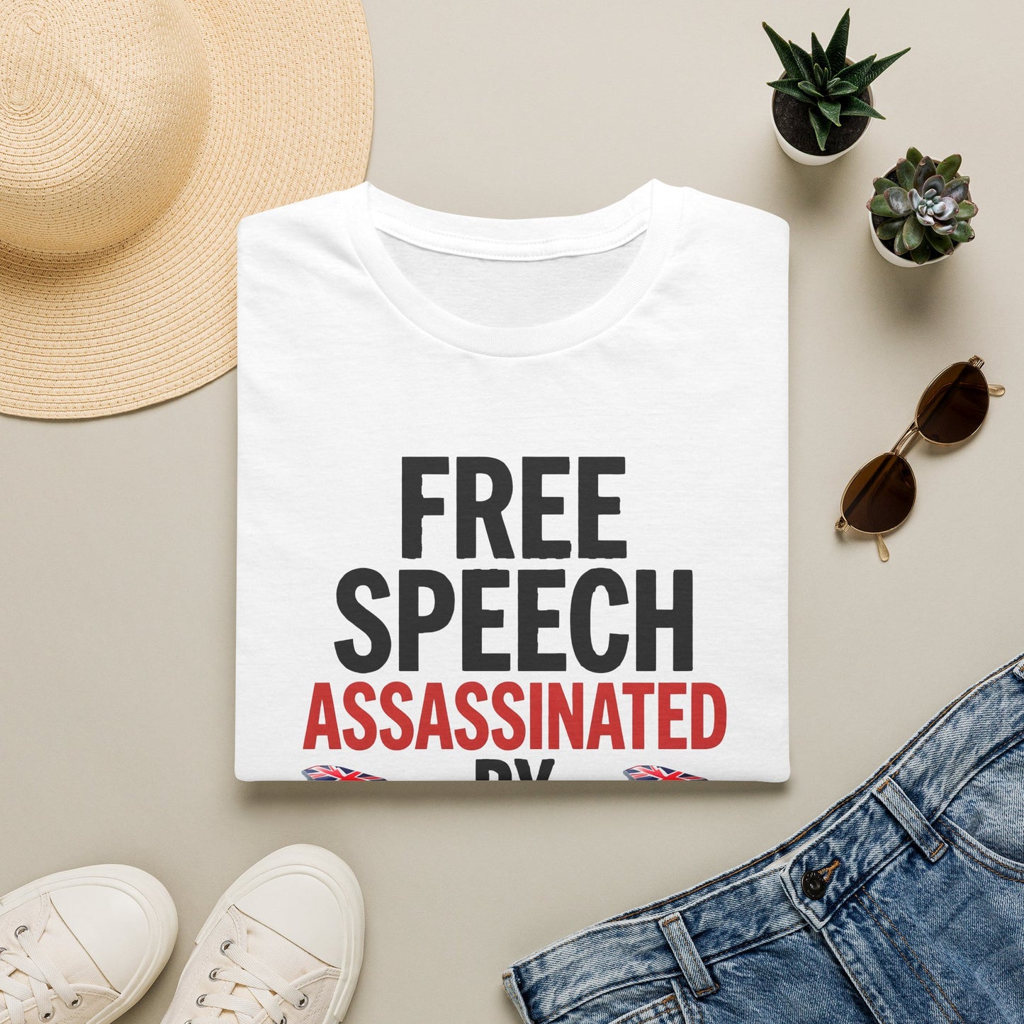 T-Shirt — "Free Speech Assassinated by Politicians" Protest Tee Printify