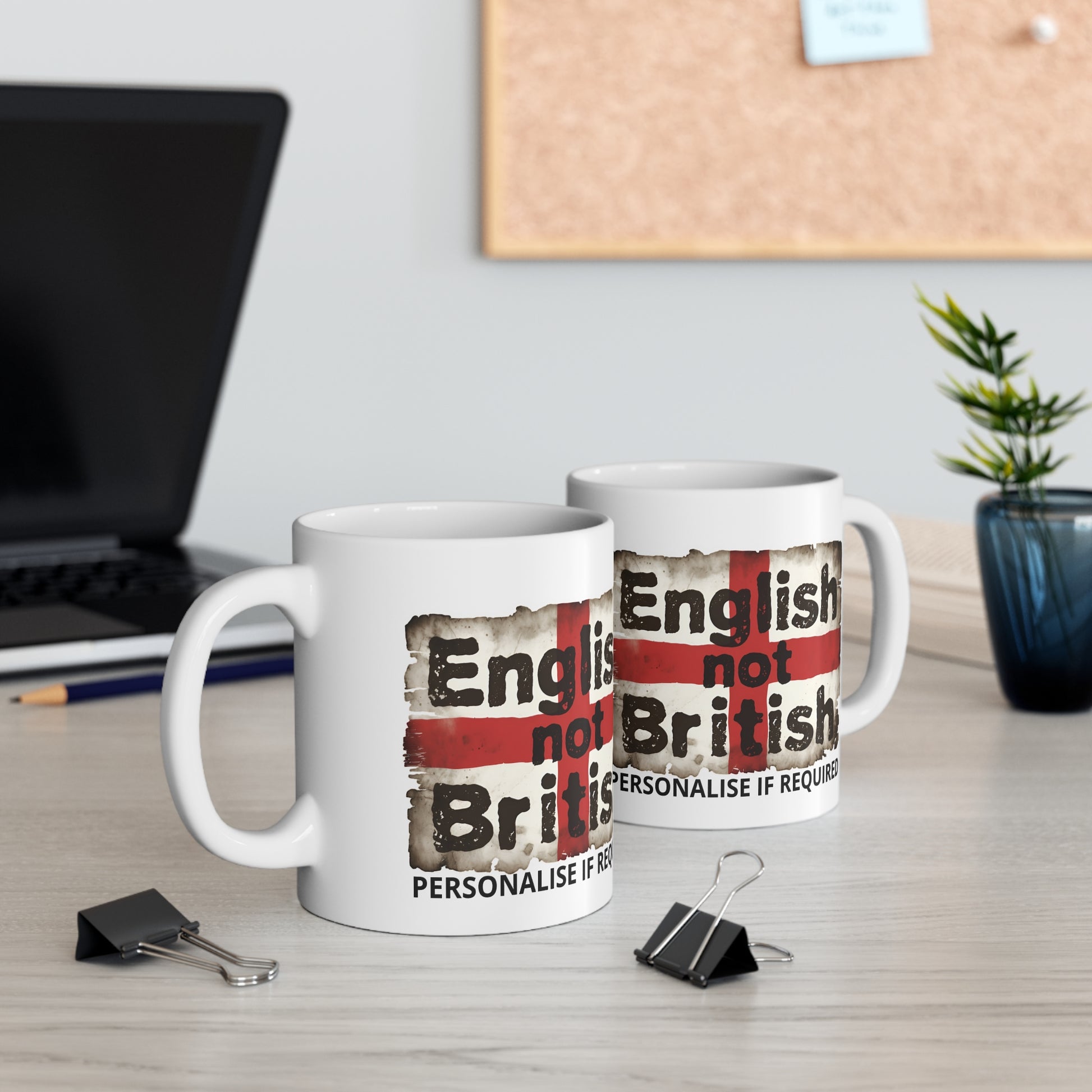 English Not British Mug — St. George Flag Coffee Cup (Personalise If Required) Printify