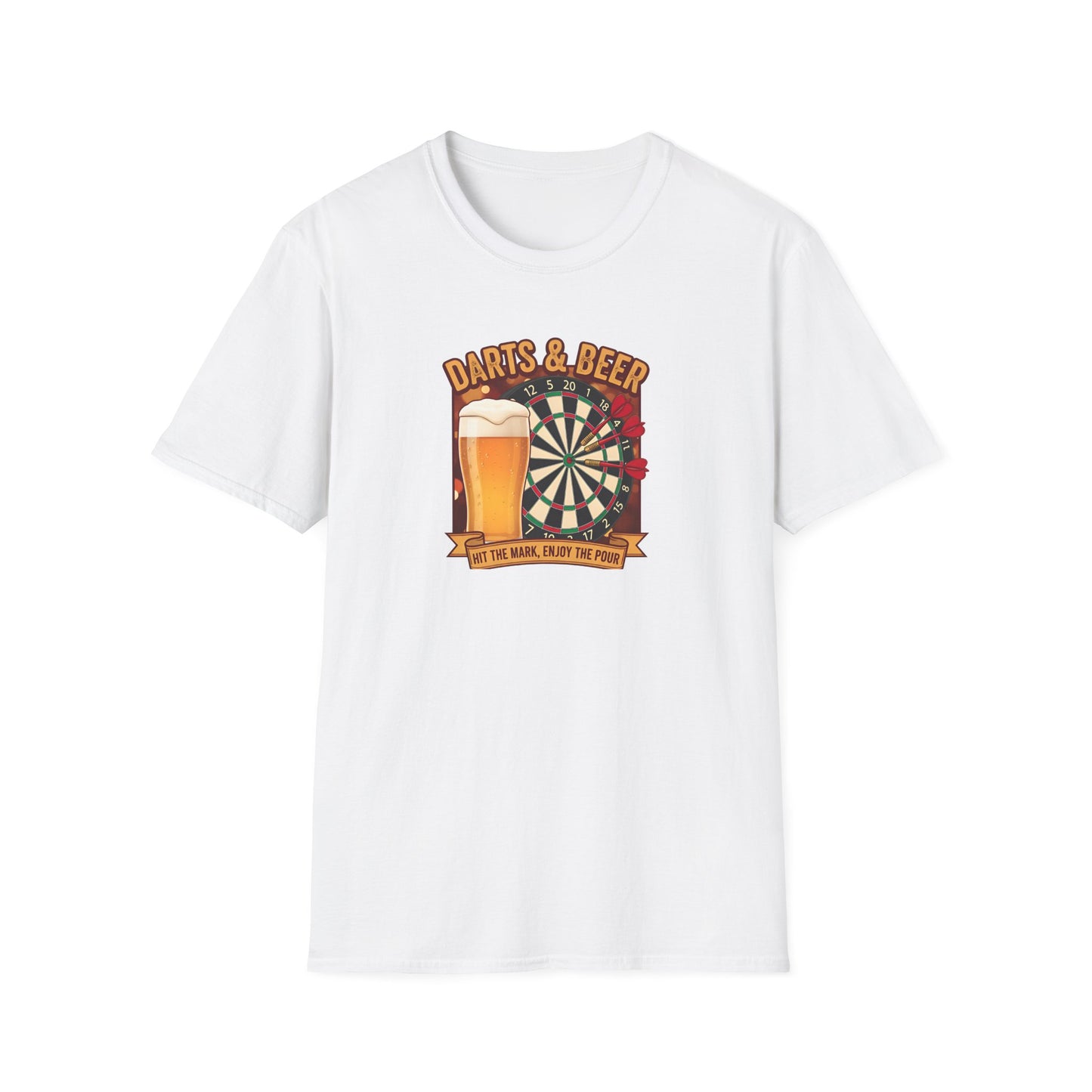 White  Darts & Beer Go Together T-shirt from the Fat Boris Beer Shed collection 