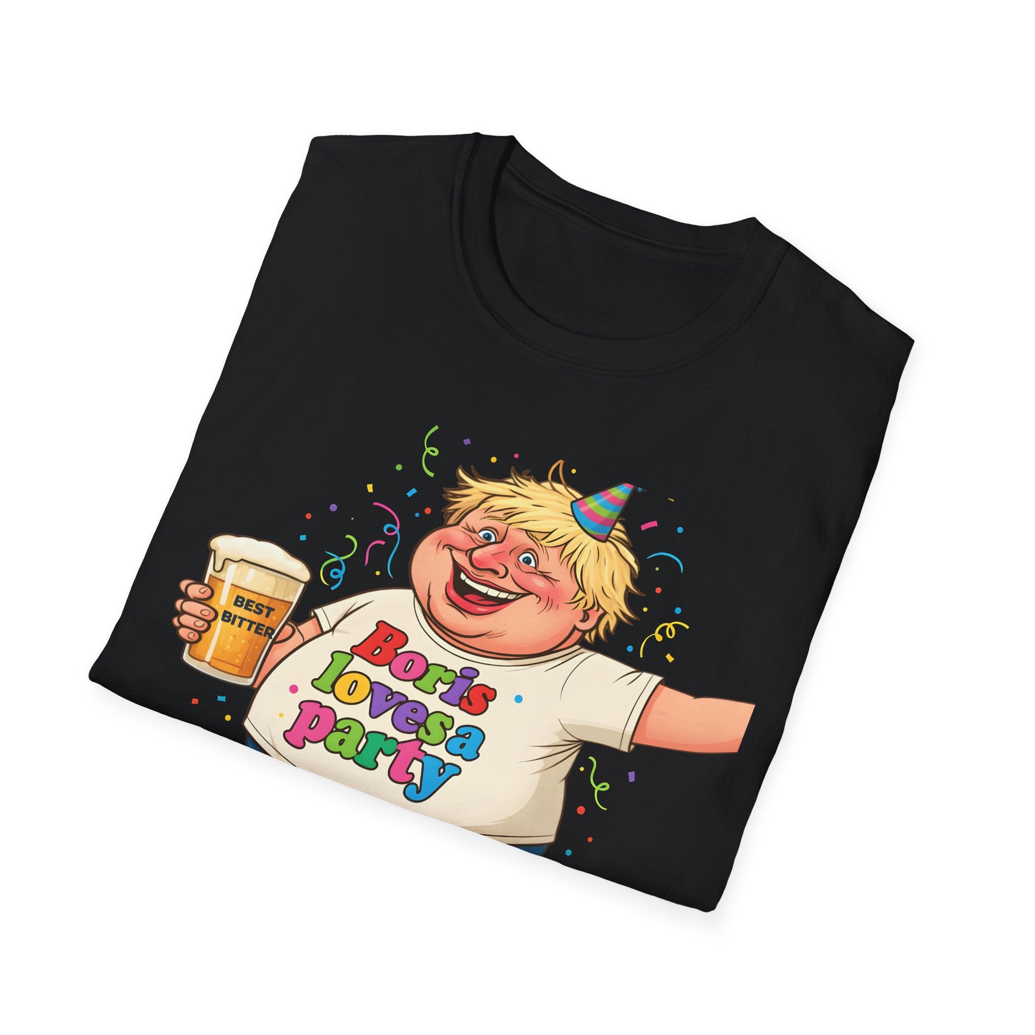 Fat Boris "Boris Loves A Party" T-Shirt uk  Boris Johnson political Satire