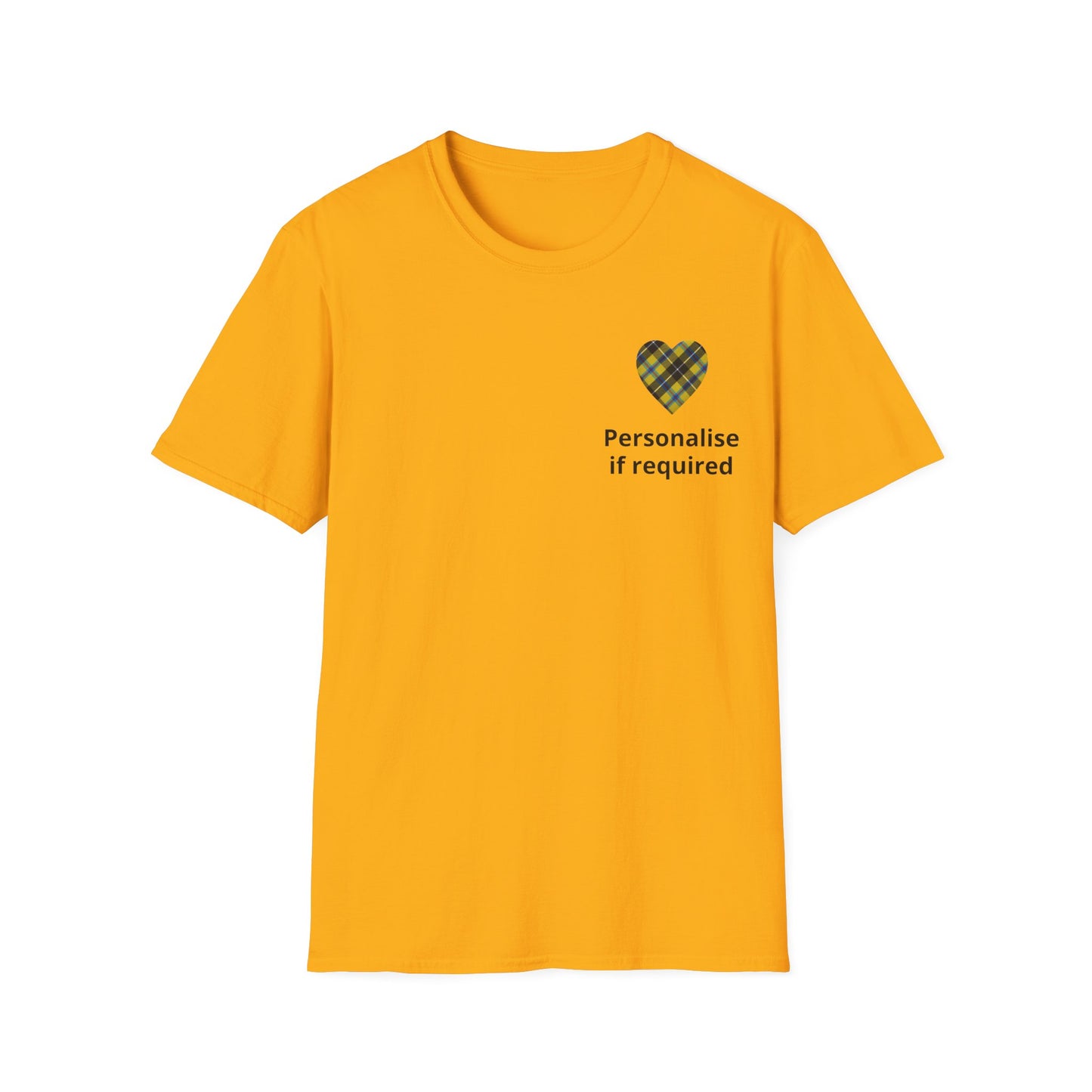 Plaid Heart T-Shirt — Personalized If Required Chest Design Printify