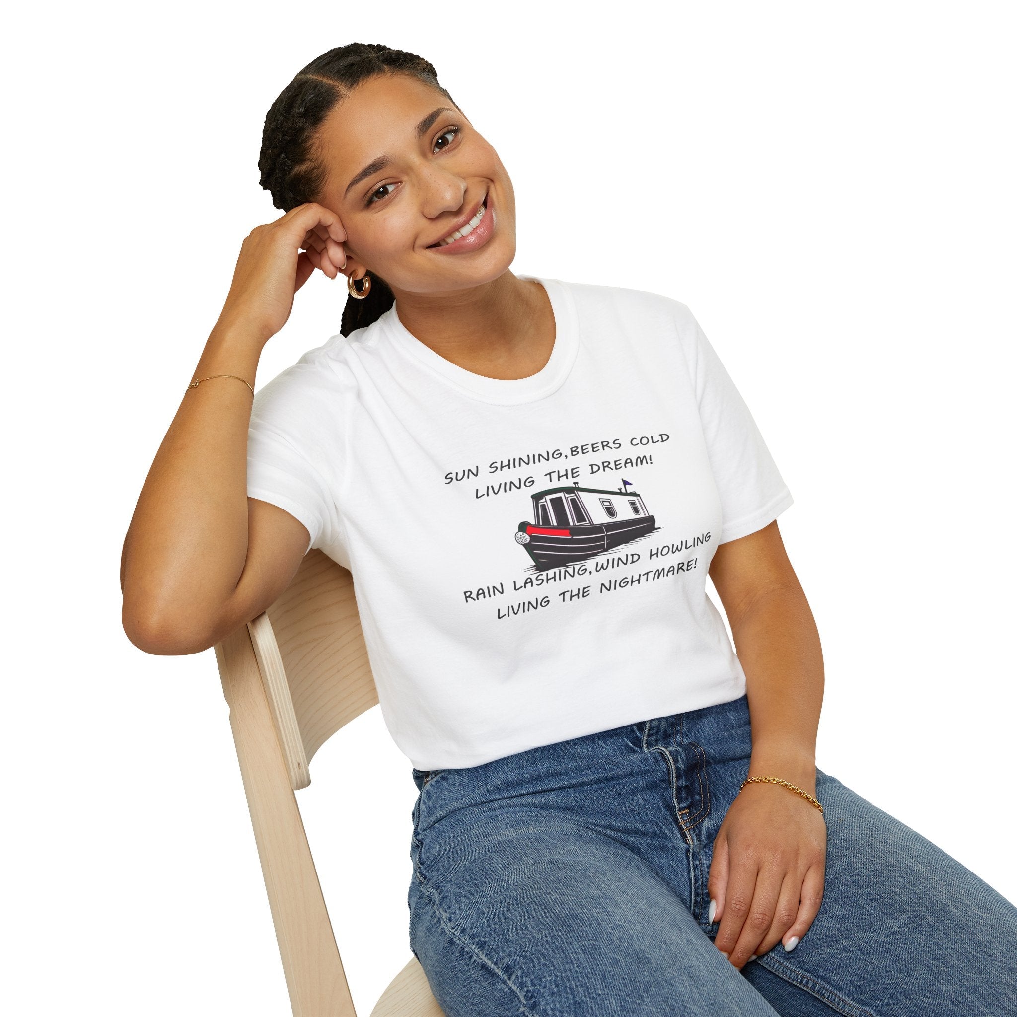 English Canal Narrow Boat Living the Dream Living the Nightmare funny T Shirt Printify