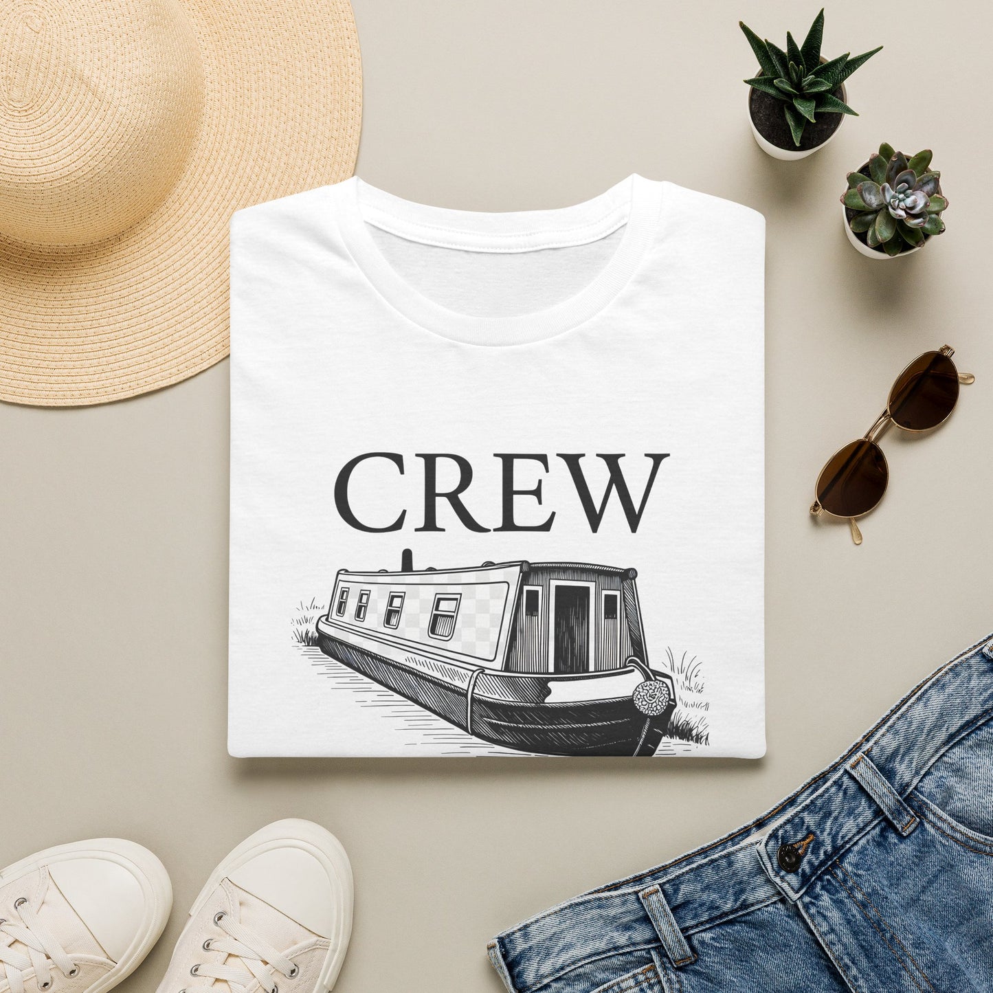 Crew Canal Boat T-Shirt — Personalized Narrowboat Crew Tee Printify