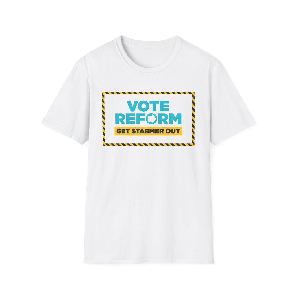 Vote Reform  Nigel Farage Campaign Slogan T-Shirt – "Get Starmer Out" Political Protest Tee Printify