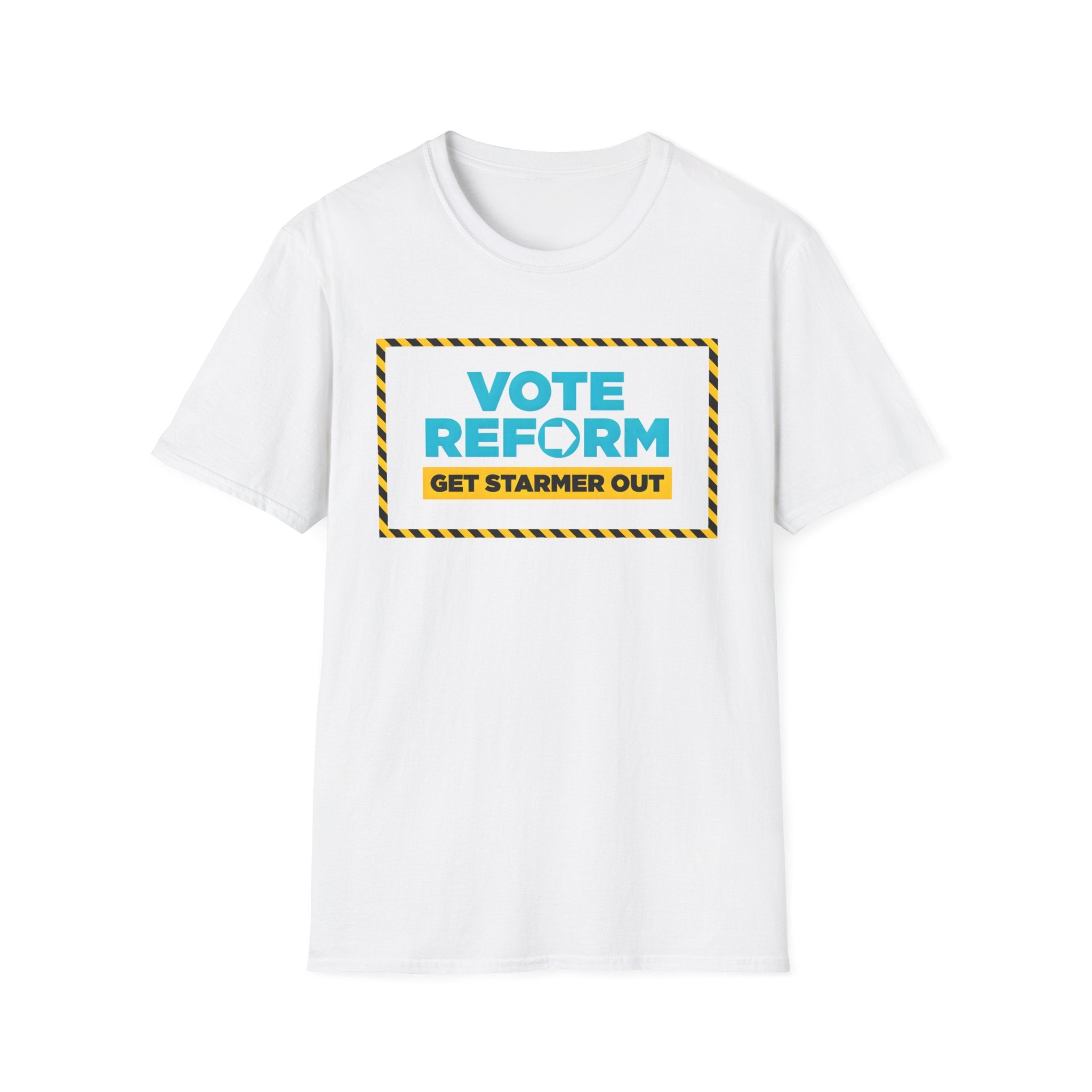 Vote Reform  Nigel Farage Campaign Slogan T-Shirt – "Get Starmer Out" Political Protest Tee Printify