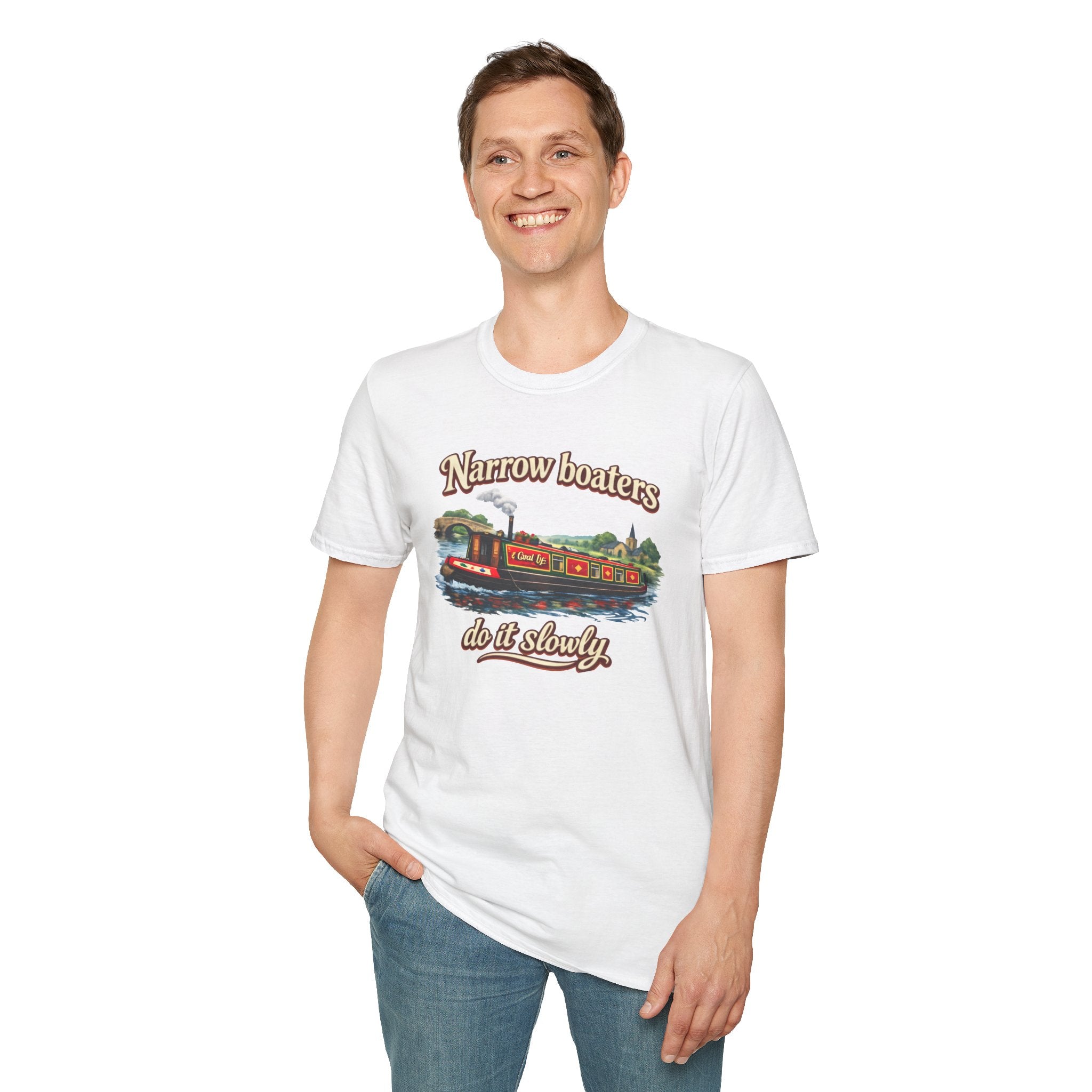 Narrow Boaters Do It Slowly T-Shirt — Canal Boat Vintage Graphic Tee Printify