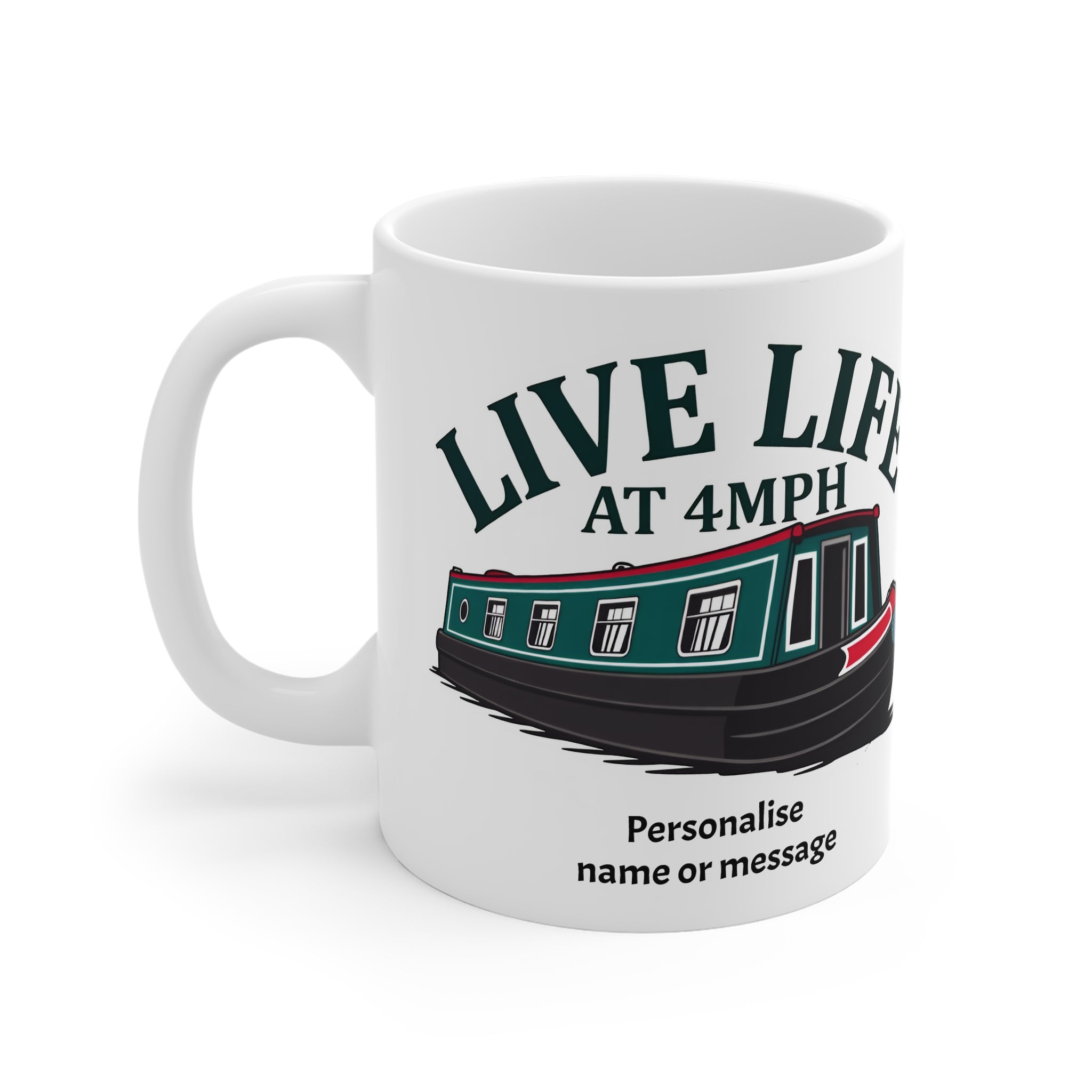 Live Life at 4MPH Canal Boat Mug — Personalised Canal Boat Gift Printify