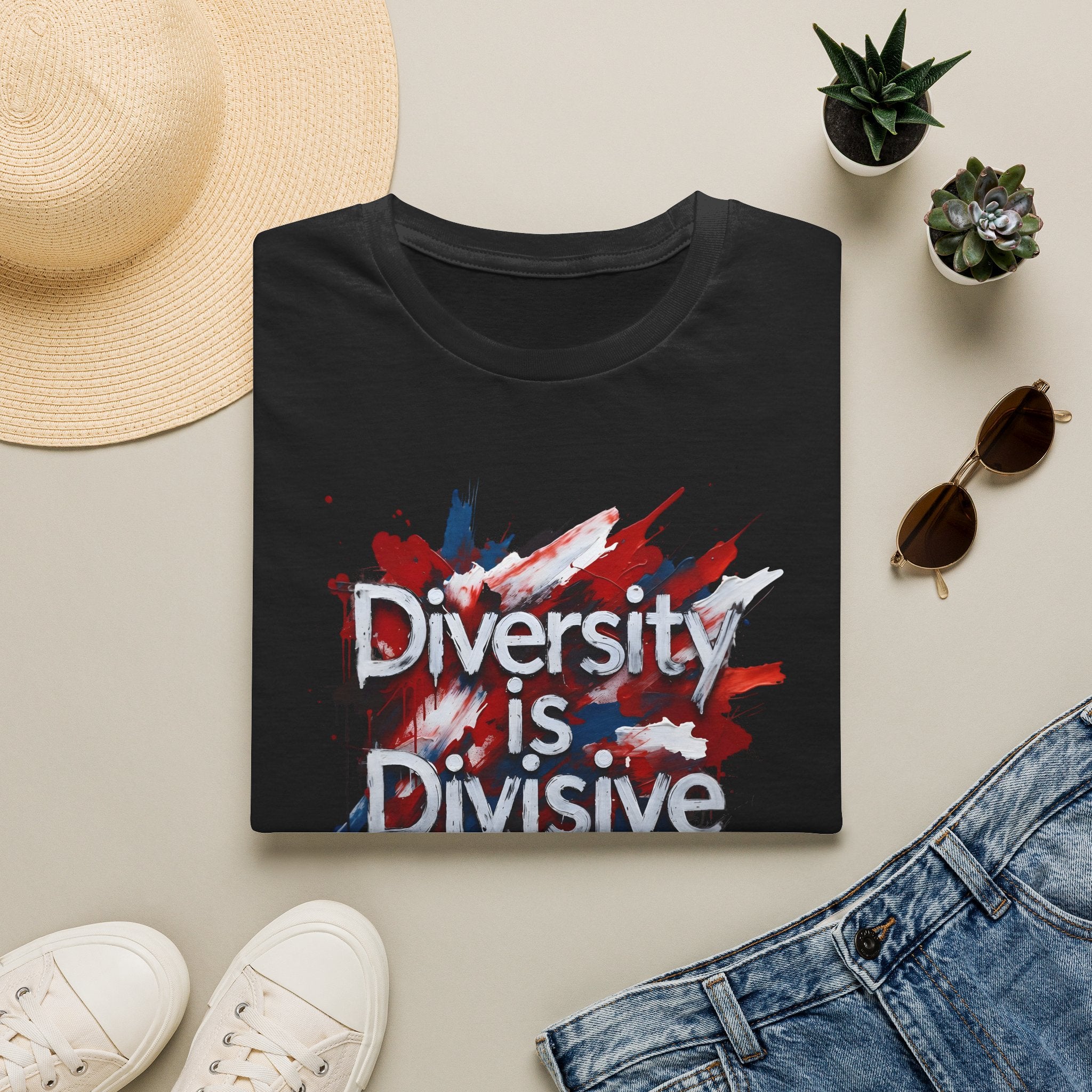 T-Shirt — "Diversity is Divisive" Graphic Tee (Bold Paint Splatter Design) Printify