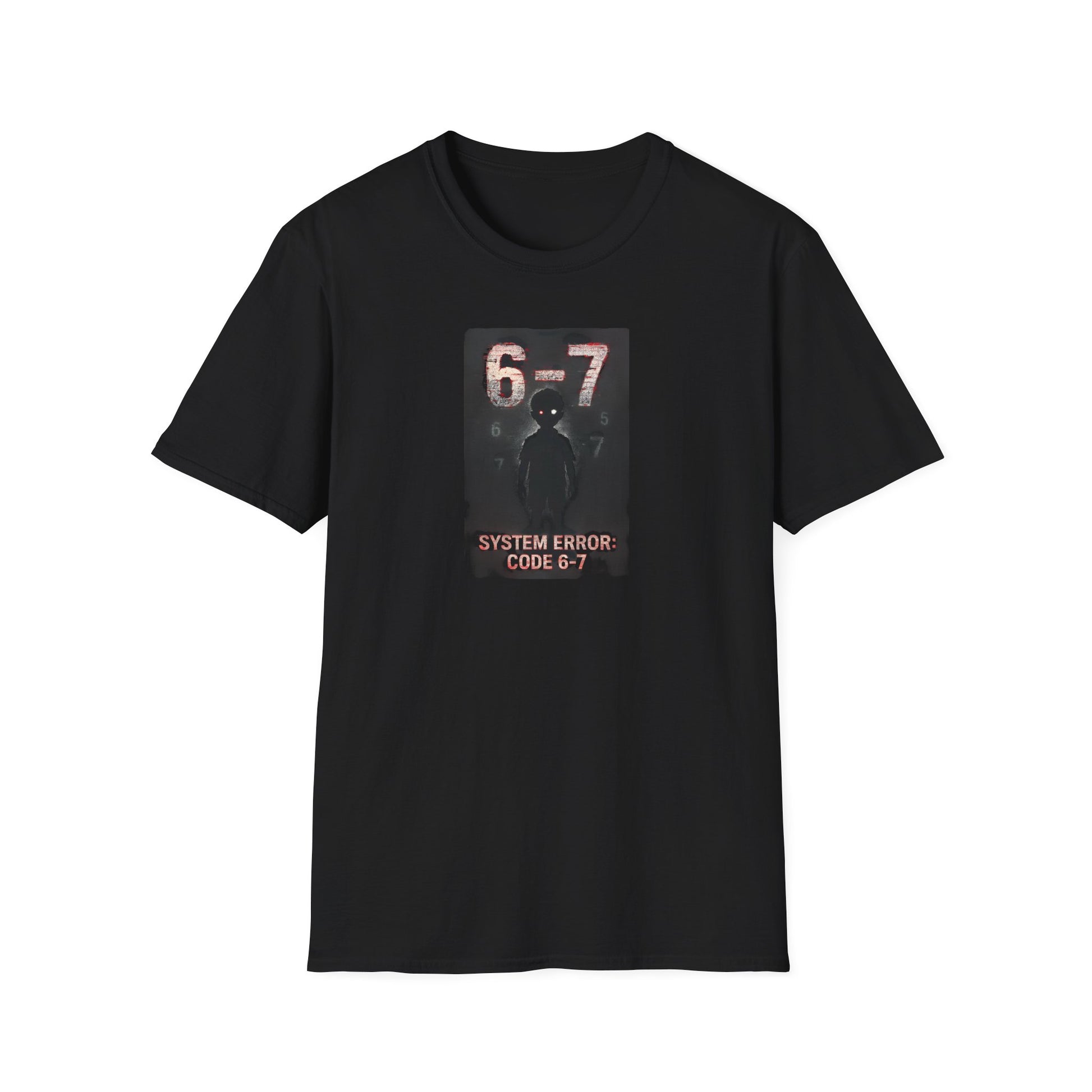 "Black t-shirt with System Error Code 6-7 dark aesthetic graphic design"