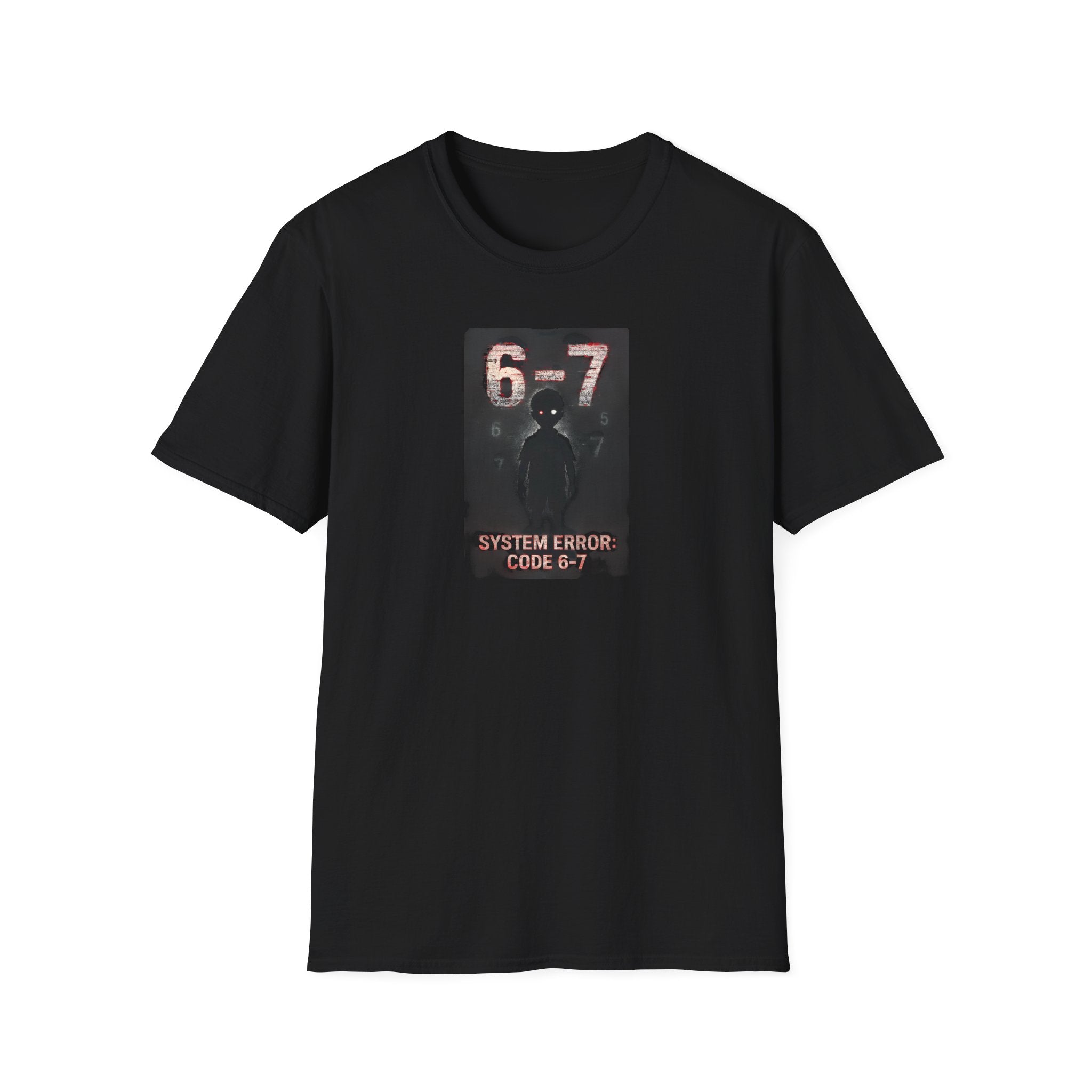 "Black t-shirt with System Error Code 6-7 dark aesthetic graphic design"