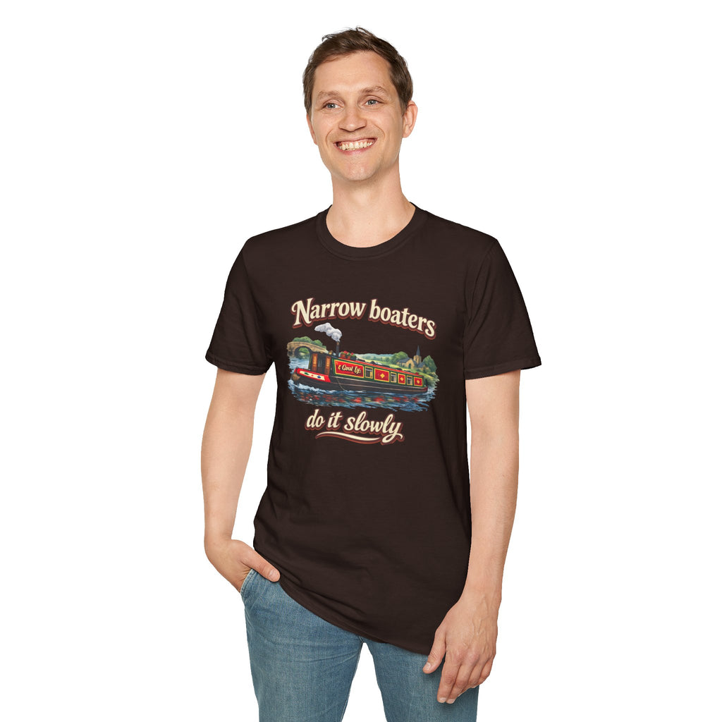 Narrow Boaters Do It Slowly T-Shirt — Canal Boat Vintage Graphic Tee Printify