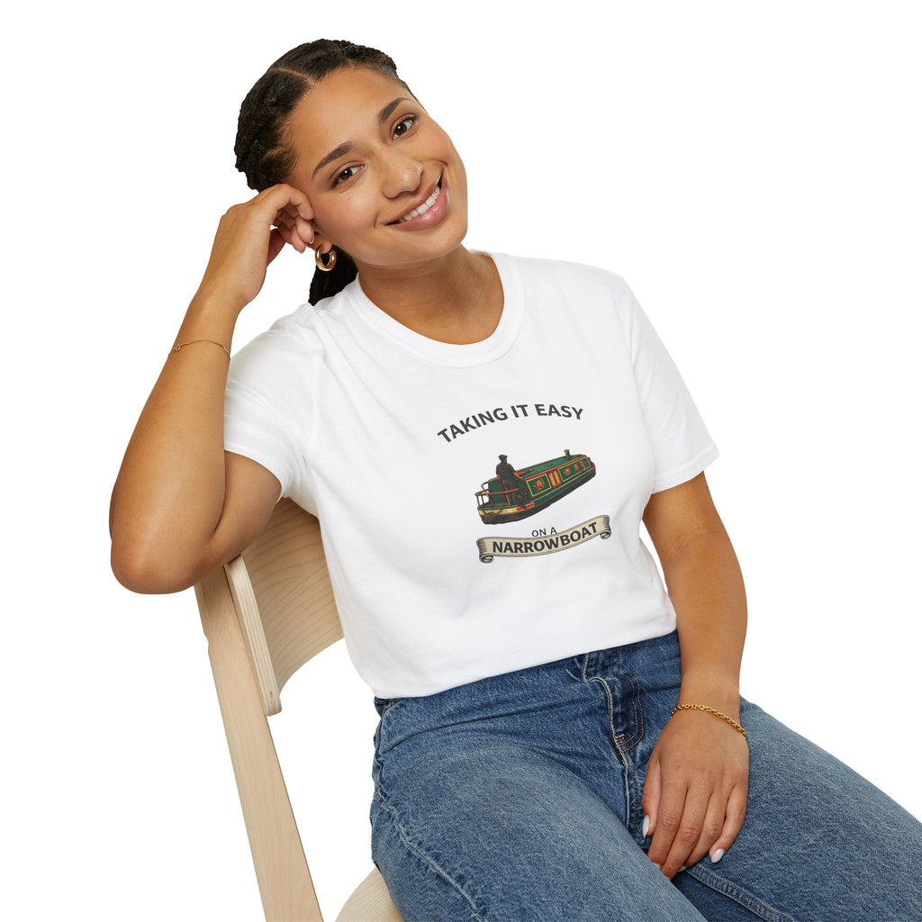 Taking It Easy Narrowboat T-Shirt — Canal Boat Graphic Tee Printify