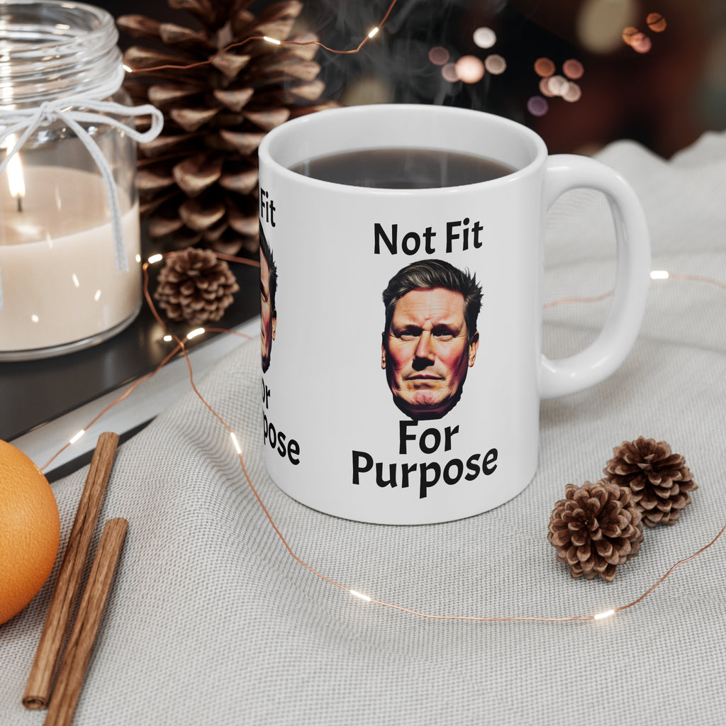 "Not Fit For Purpose" Kier Starmer Face Political Protest Coffee Mug Printify