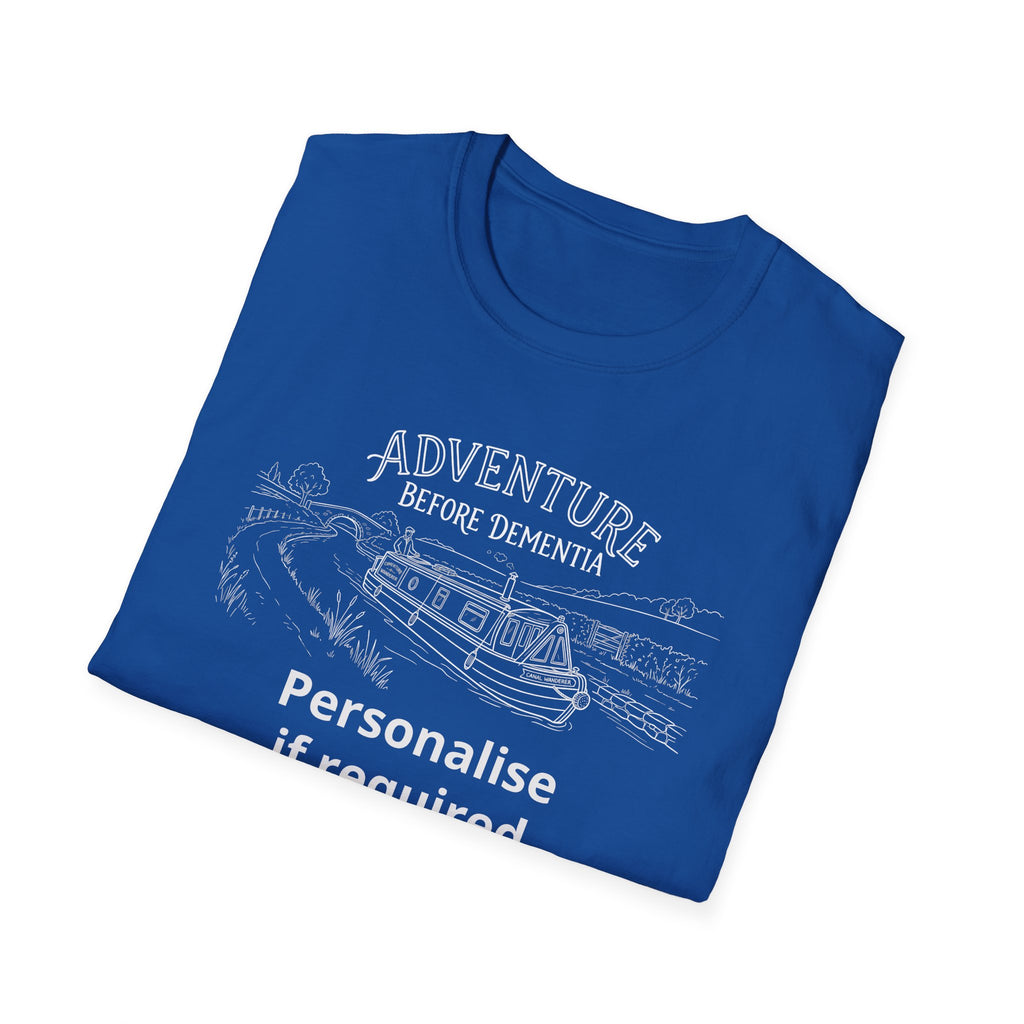 "Adventure Before Dementia"  Narrowboat Retirement T-Shirt -Personalise Option Printify