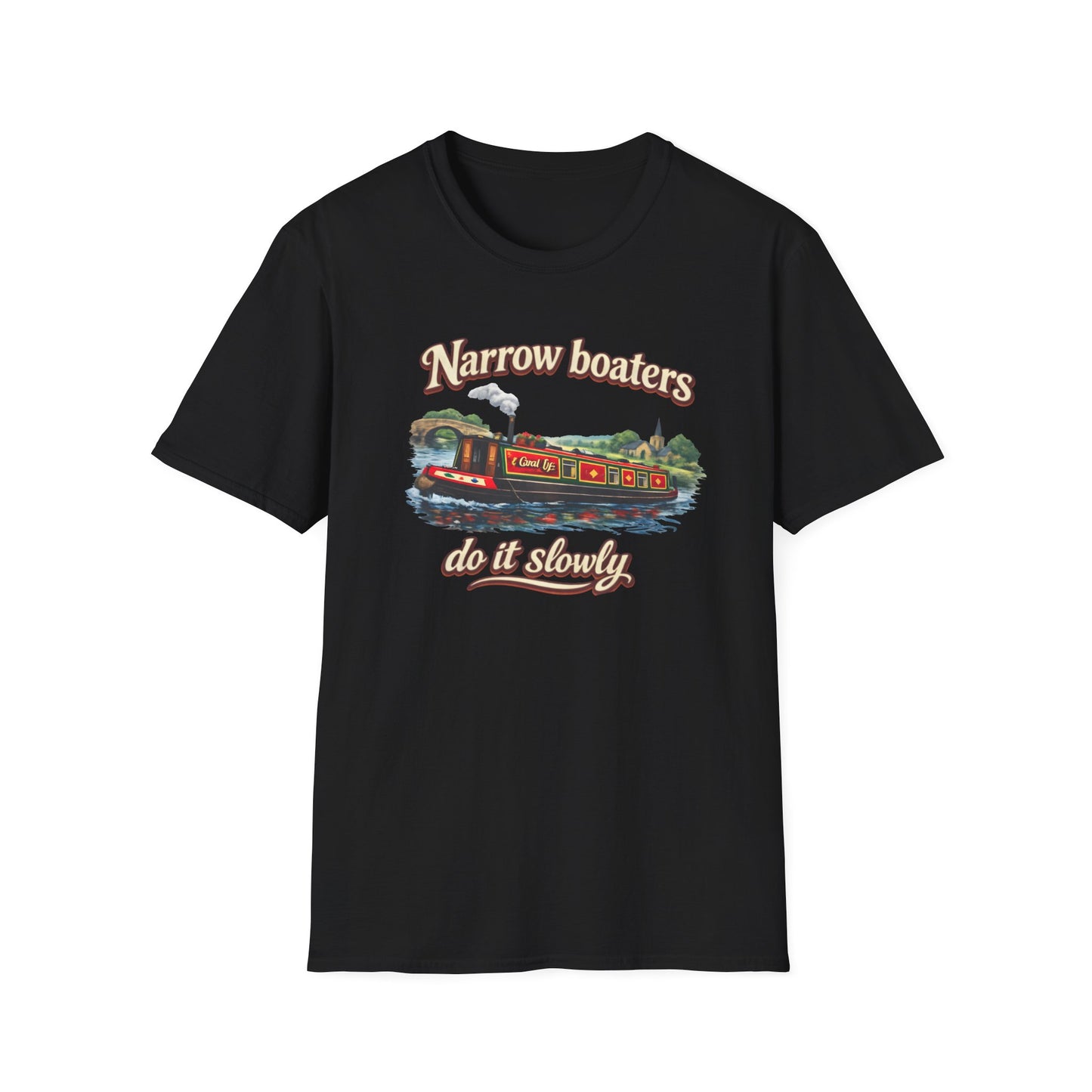 Narrow Boaters Do It Slowly T-Shirt — Canal Boat Vintage Graphic Tee Printify