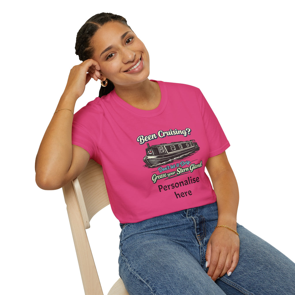 Personalised Canal Boating T-Shirt – “Grease Your Stern Gland” Funny Narrowboat Tee Printify