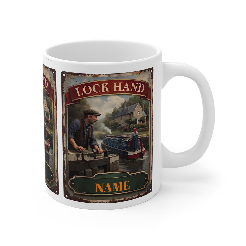 Lock Hand Canal Boat Mug — Personalised Narrowboat & Lockkeeper Coffee Cup Printify