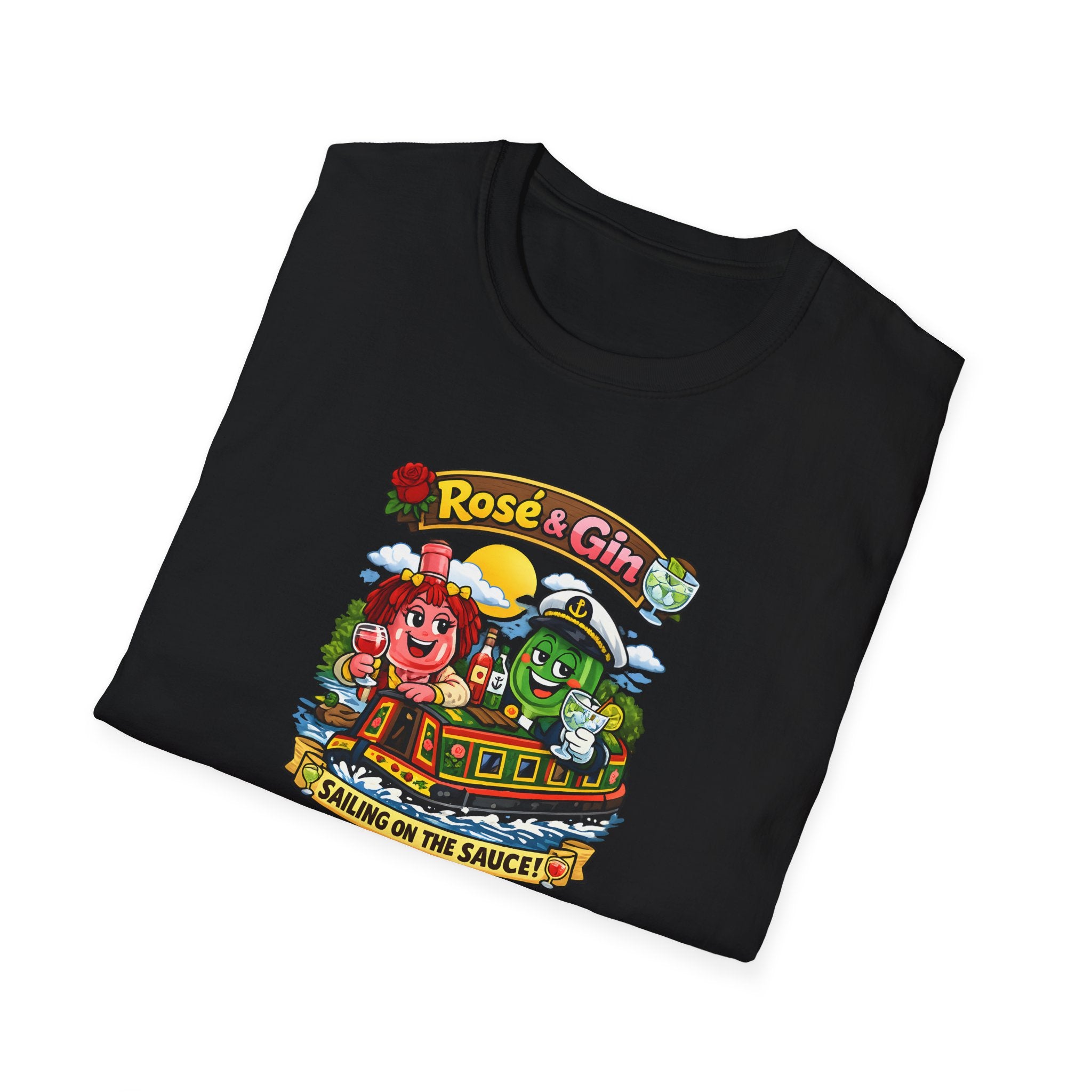 Rose & Gin 'Sailing on the Sauce' spoof Rosie and Jim TV Show Graphic T-Shirt