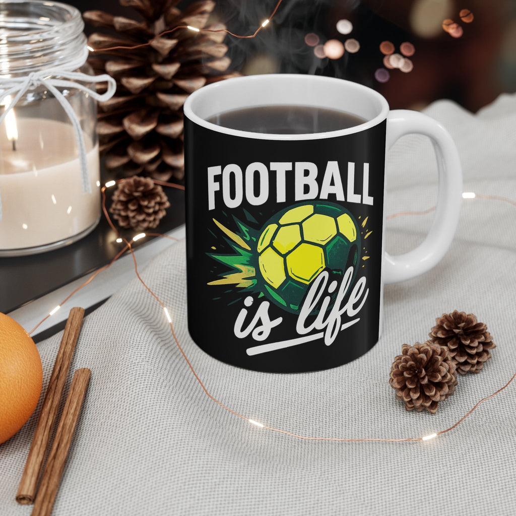 Football Is Life 11oz Mug — Soccer Fan Coffee Cup, Gift for Players & Supporters Printify