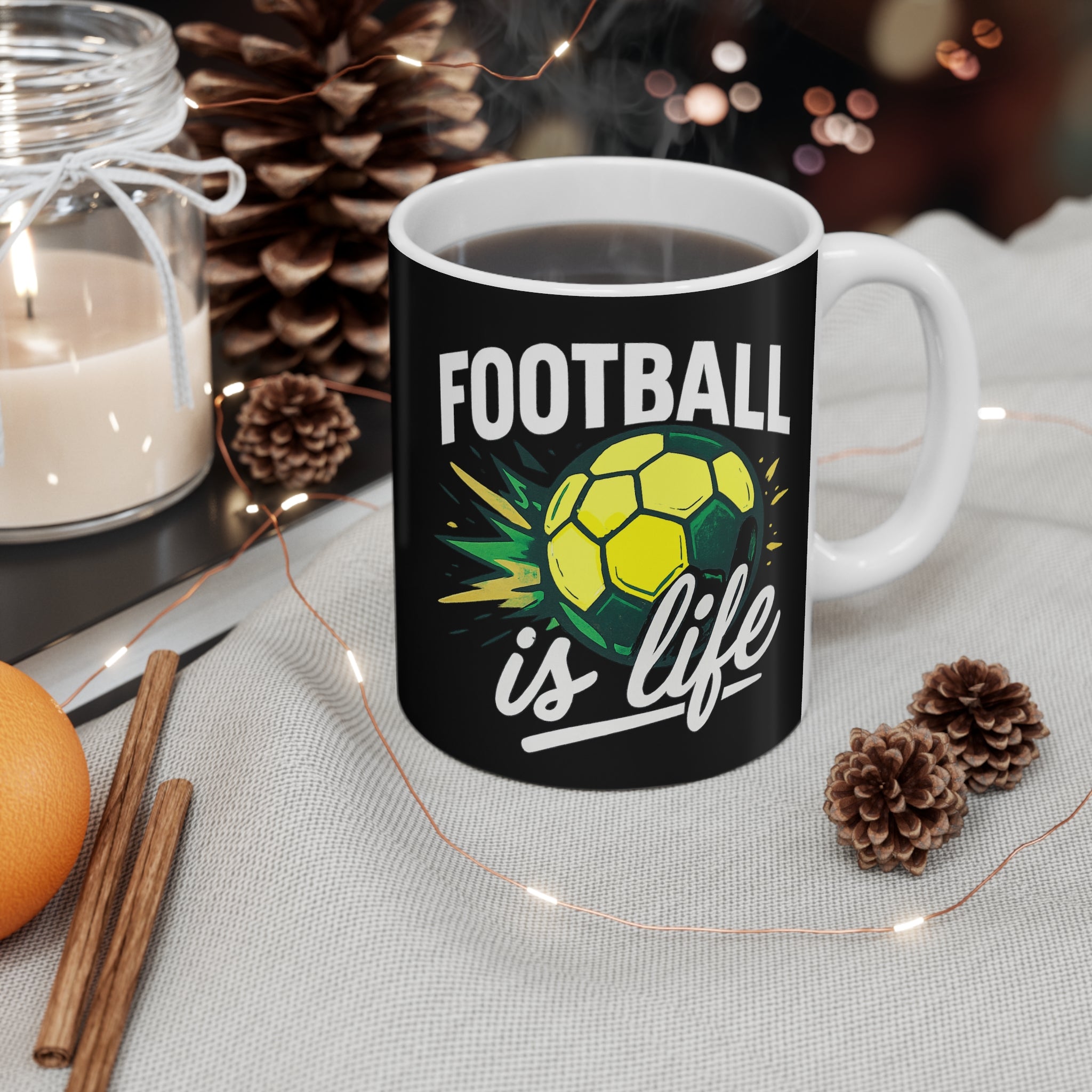 Football Is Life 11oz Mug — Soccer Fan Coffee Cup, Gift for Players & Supporters