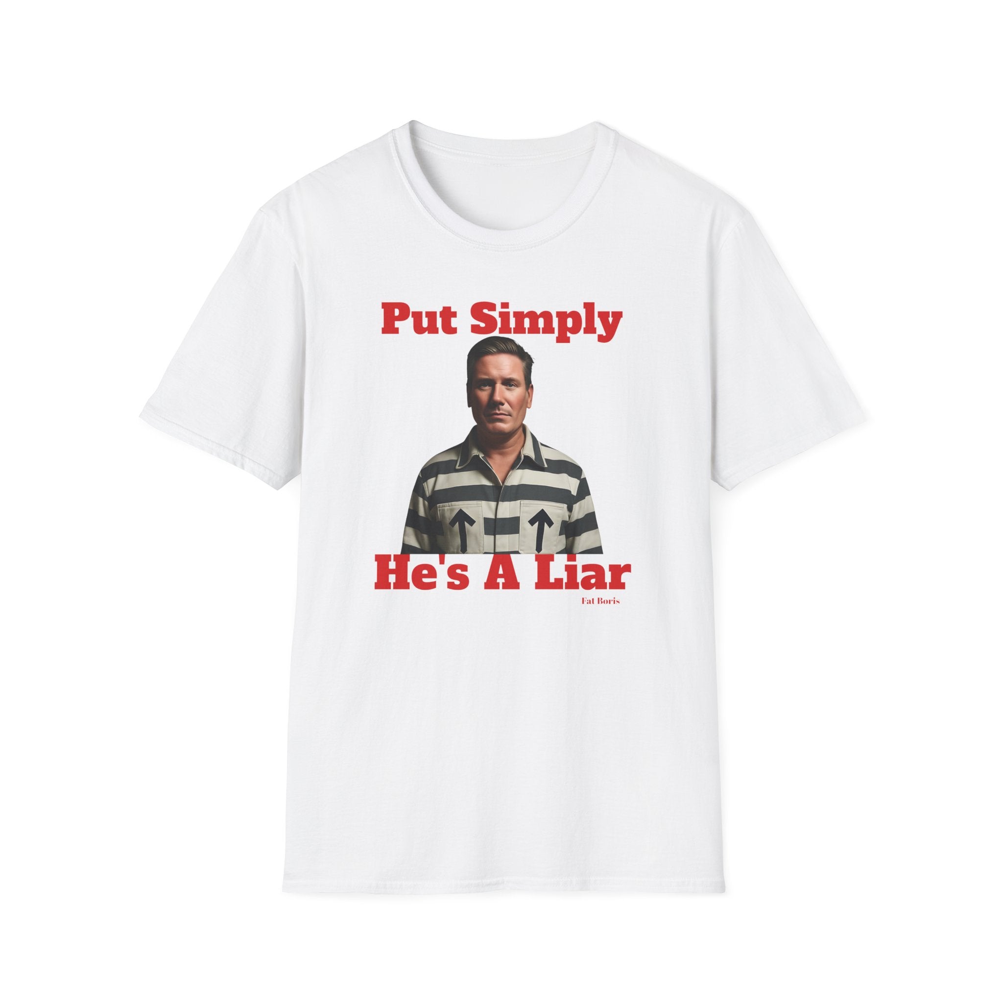 "Simply Put: He's a Liar" Kier Starmer  Political Satire Graphic T-Shirt Printify