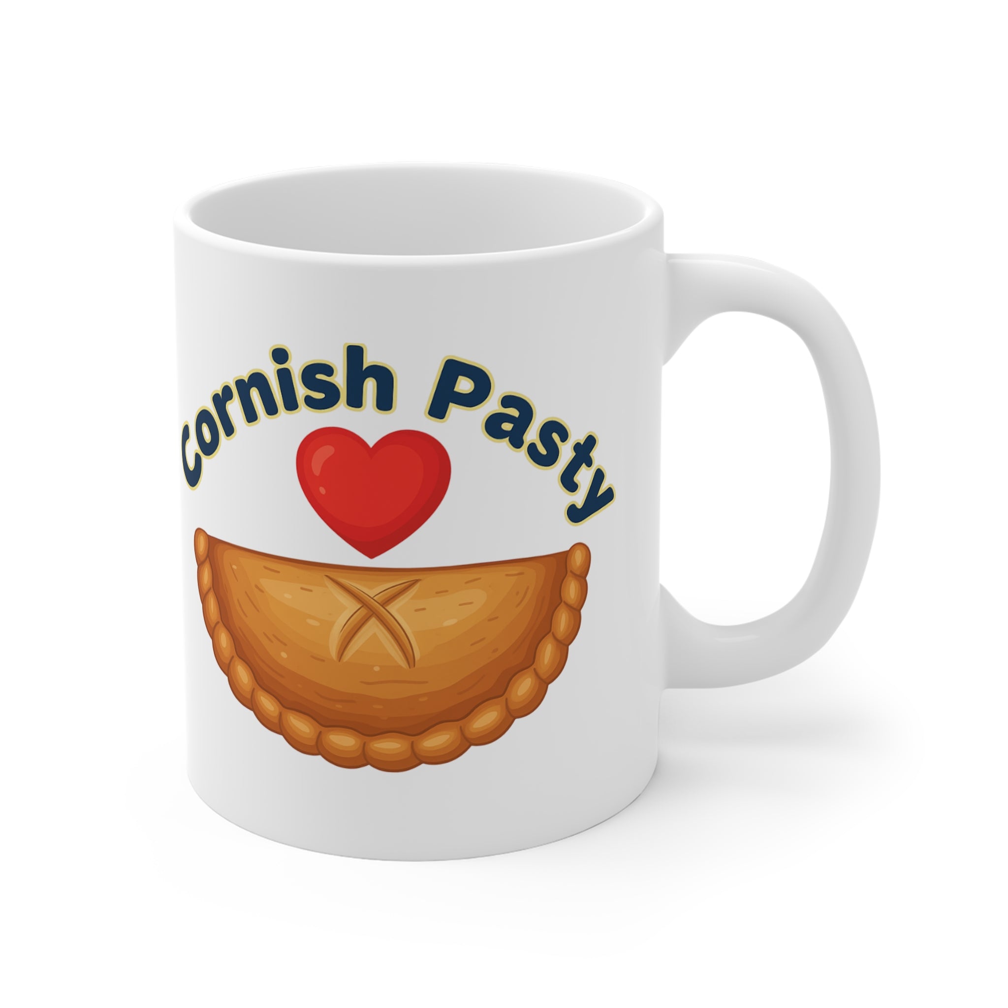 Mug - Love Cornish Pasty Heart Design - 11oz White Mug