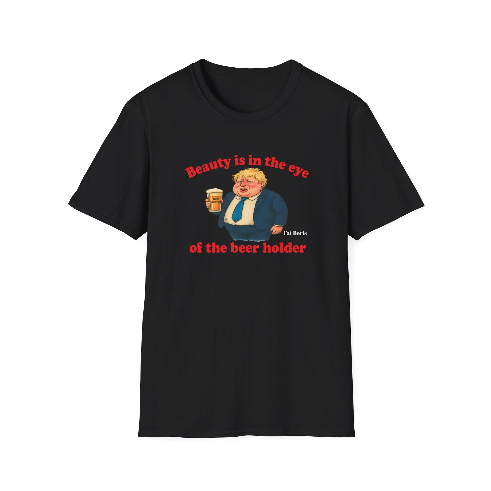 Fat Boris Beer Shed Collection - Beauty is in the Eye of the Beer Holder Unisex T-Shirt Printify