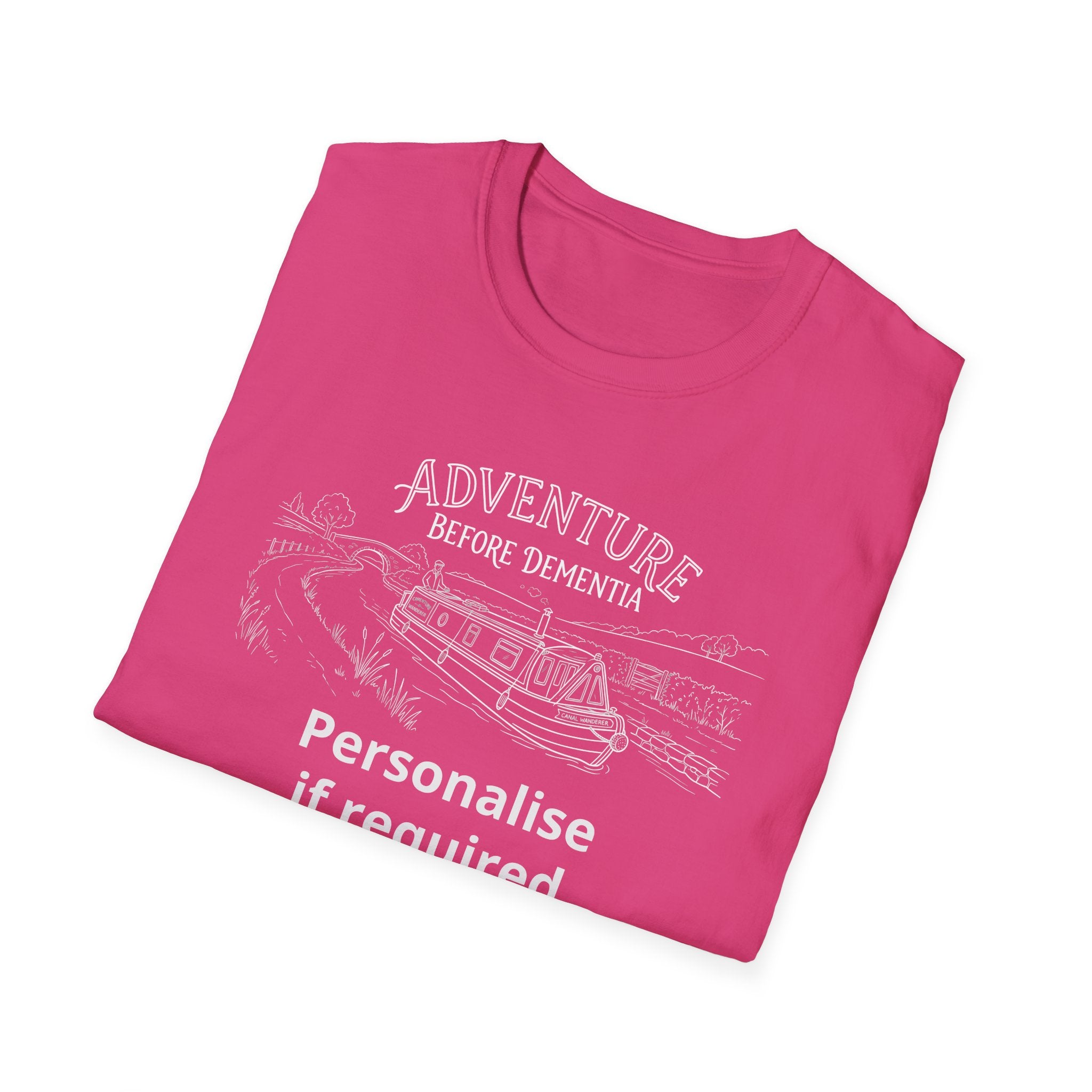 "Adventure Before Dementia"  Narrowboat Retirement T-Shirt -Personalise Option Printify