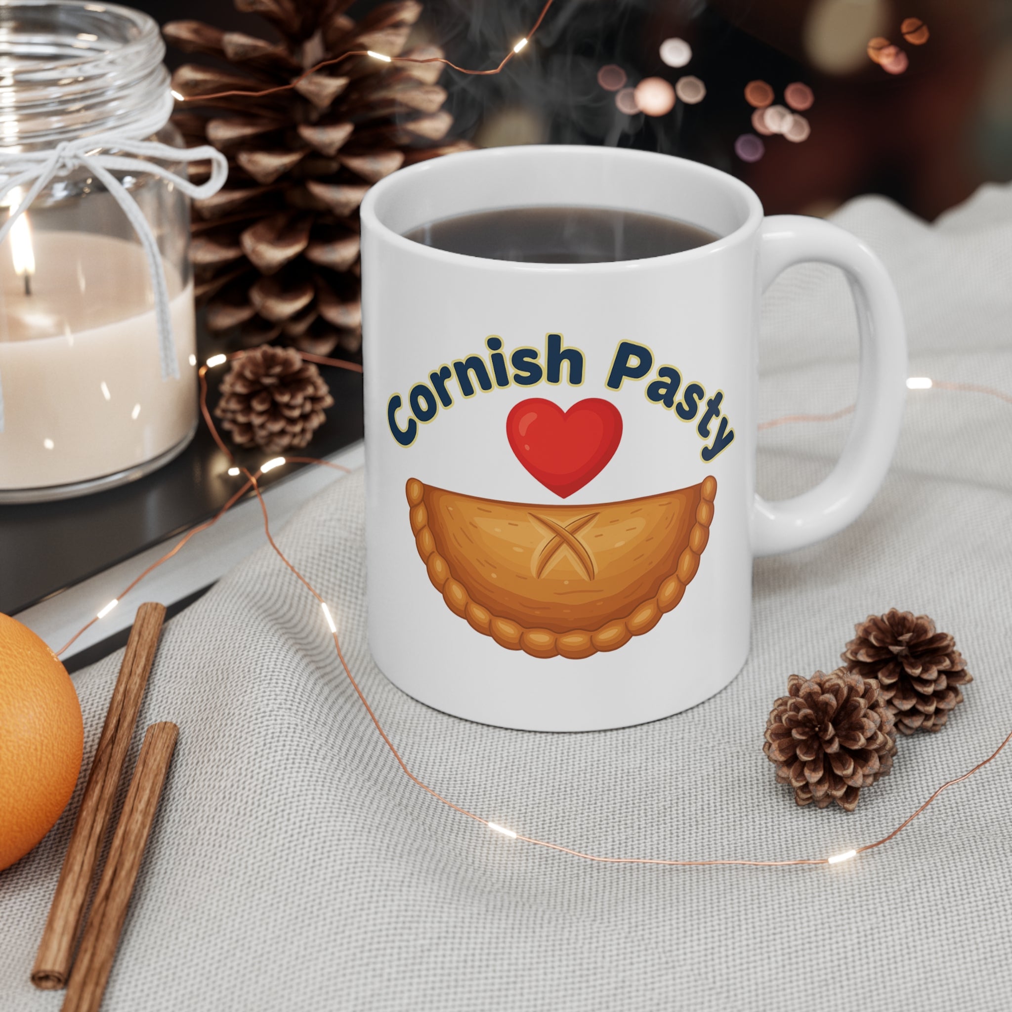 Mug - Love Cornish Pasty Heart Design - 11oz White Mug