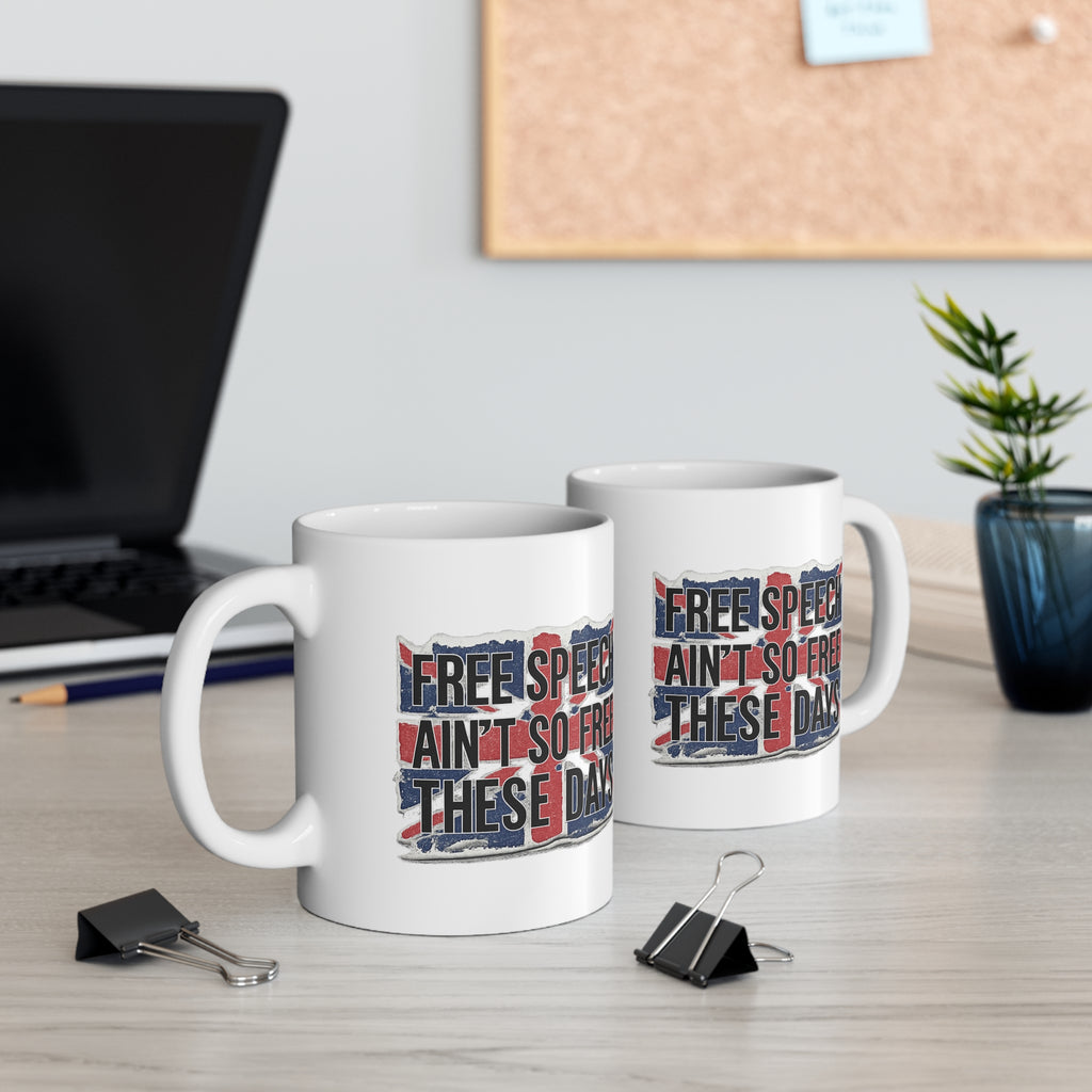 Two mugs, make a bold statement with this Free Speech Ain’t So Free These Day's coffee mug. Durable, eye-catching design for home, office, or gifts.