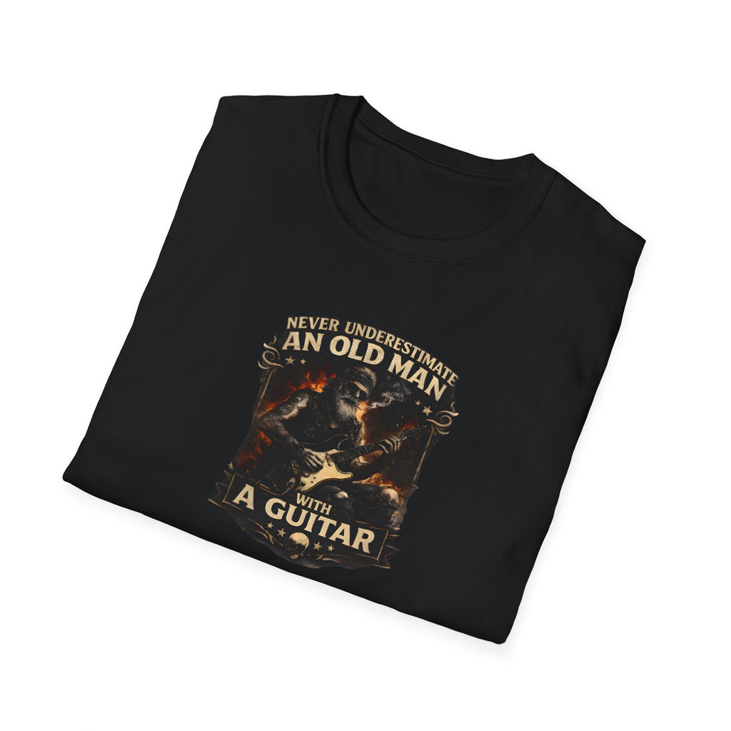 Never underestimate an old man with a guitar vintage rock guitarist t-shirt design