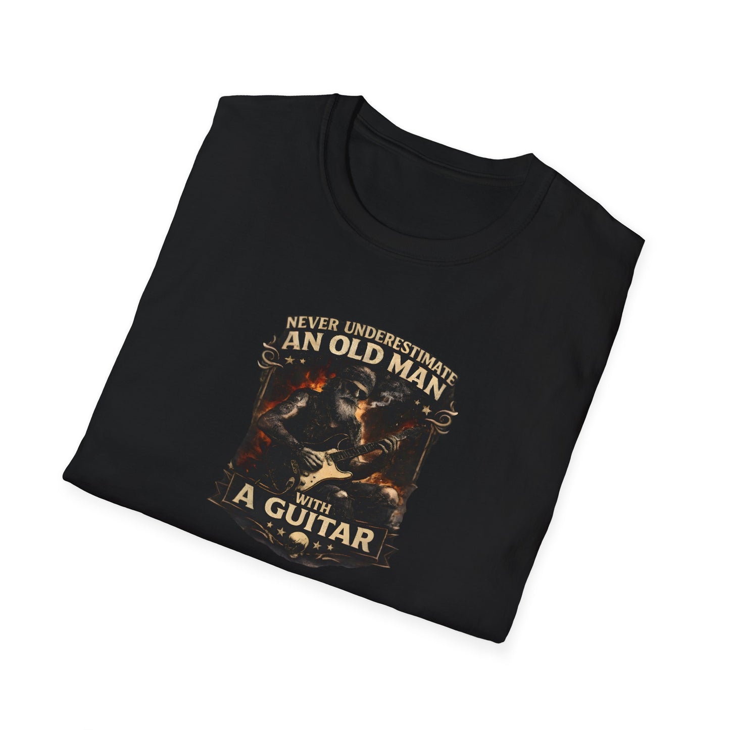 Never underestimate an old man with a guitar vintage rock guitarist t-shirt design
