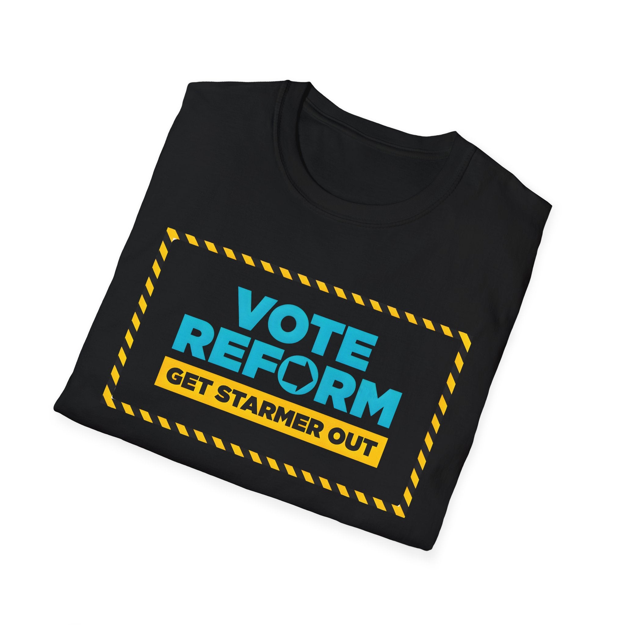 Vote Reform  Nigel Farage Campaign Slogan T-Shirt – "Get Starmer Out" Political Protest Tee Printify